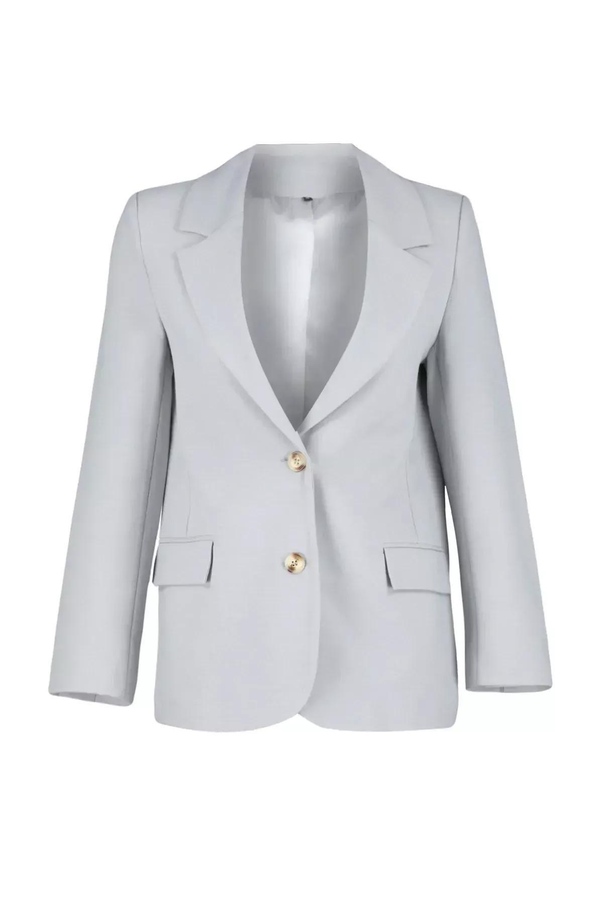Grey Lined Woven Blazer Jacket, , large image number 5