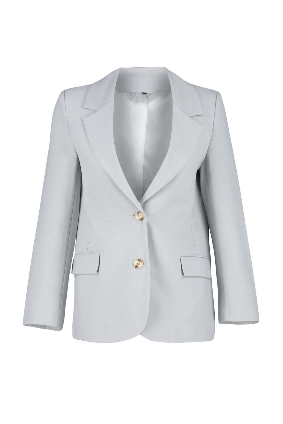 Grey Lined Woven Blazer Jacket, , large image number 5