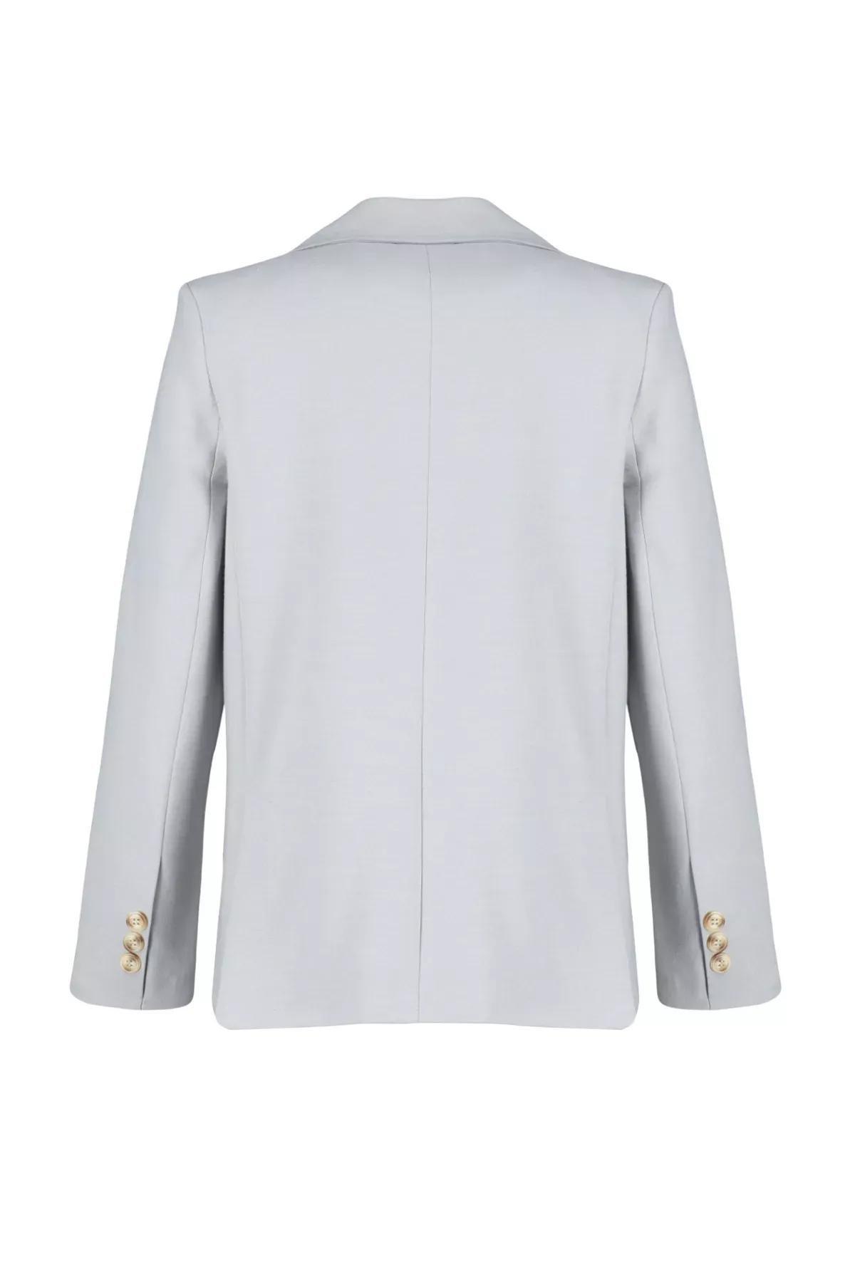 Grey Lined Woven Blazer Jacket, , large image number 6