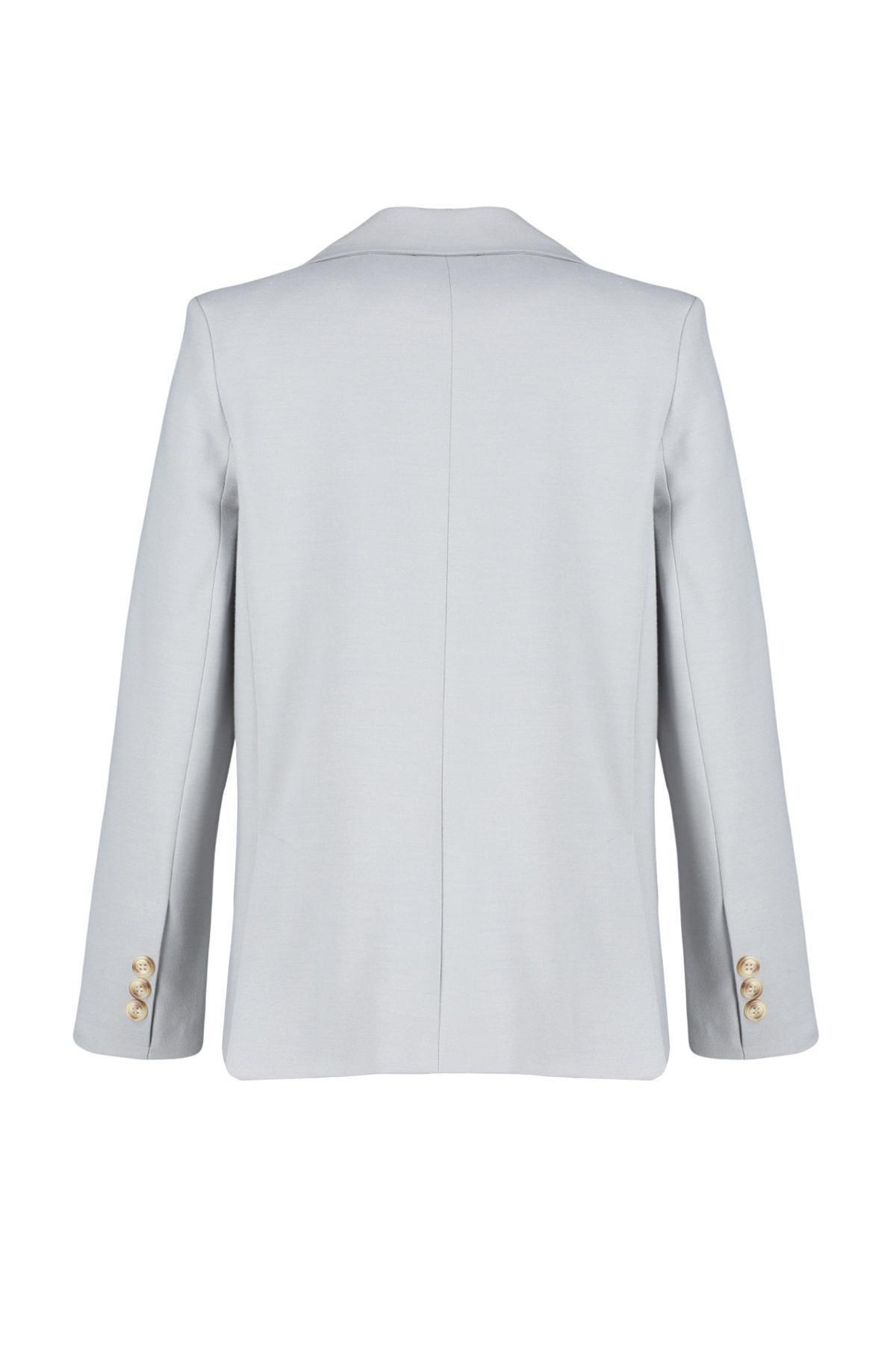 Grey Lined Woven Blazer Jacket, , large image number 6