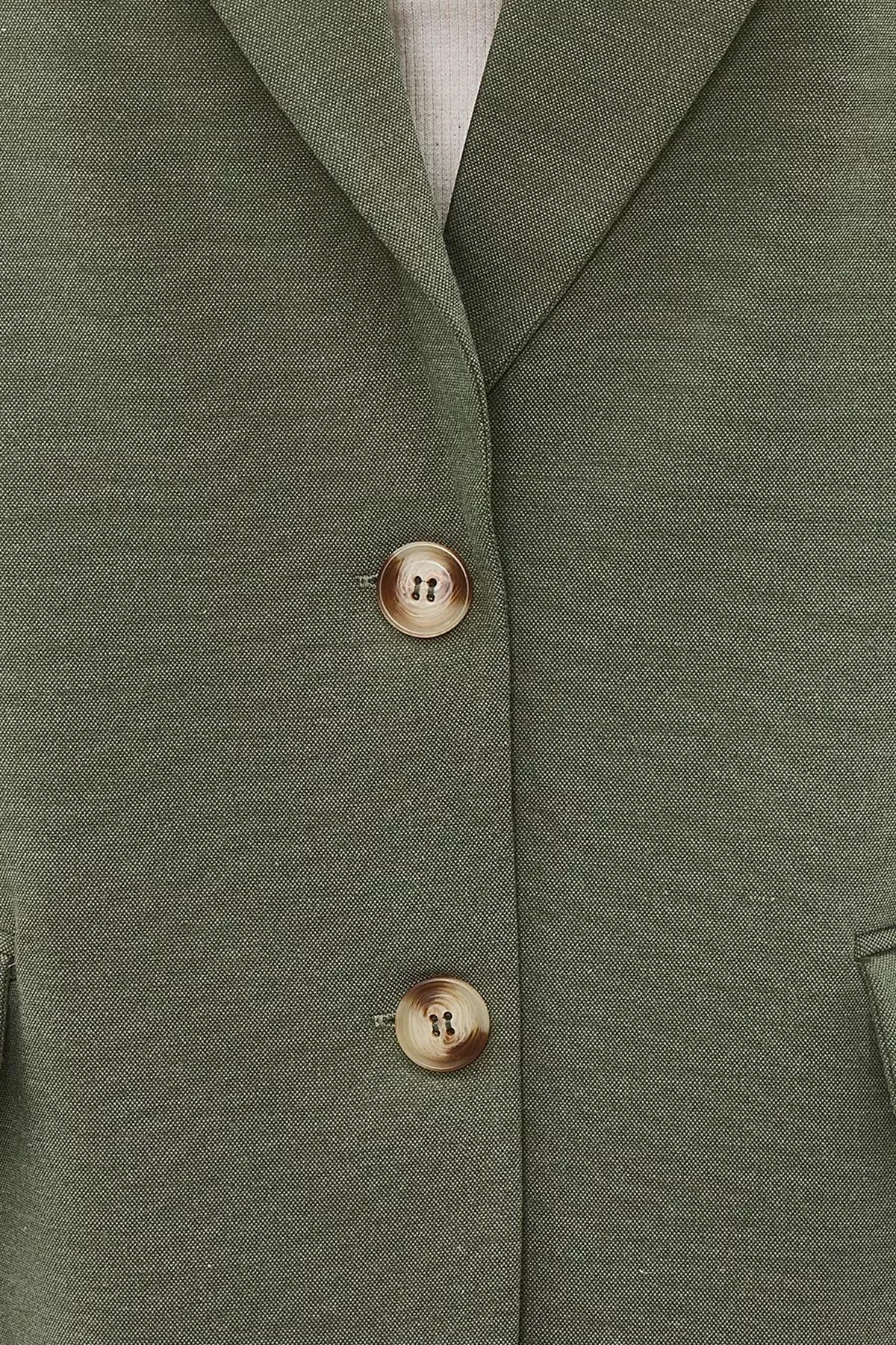 Green Collared Plain Blazer, Mint, large image number 3