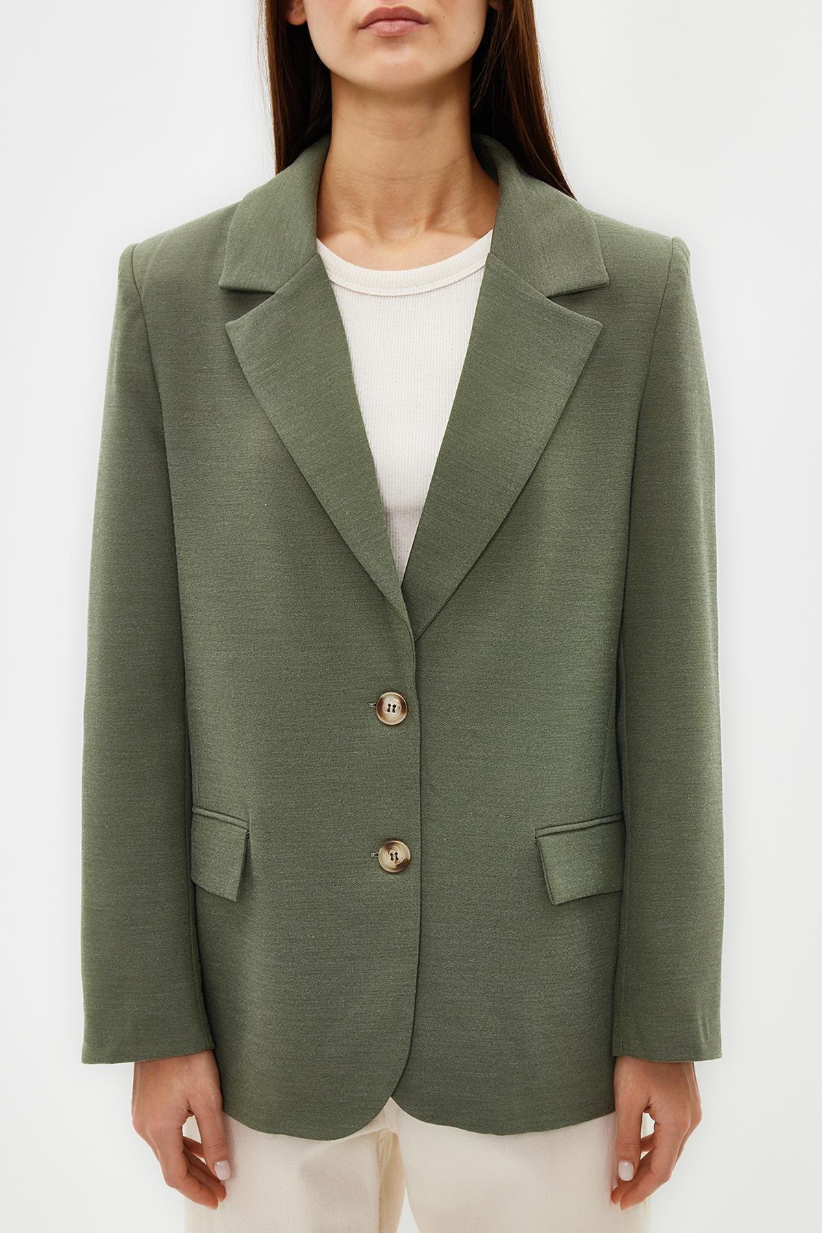 Green Collared Plain Blazer, , large image number 4