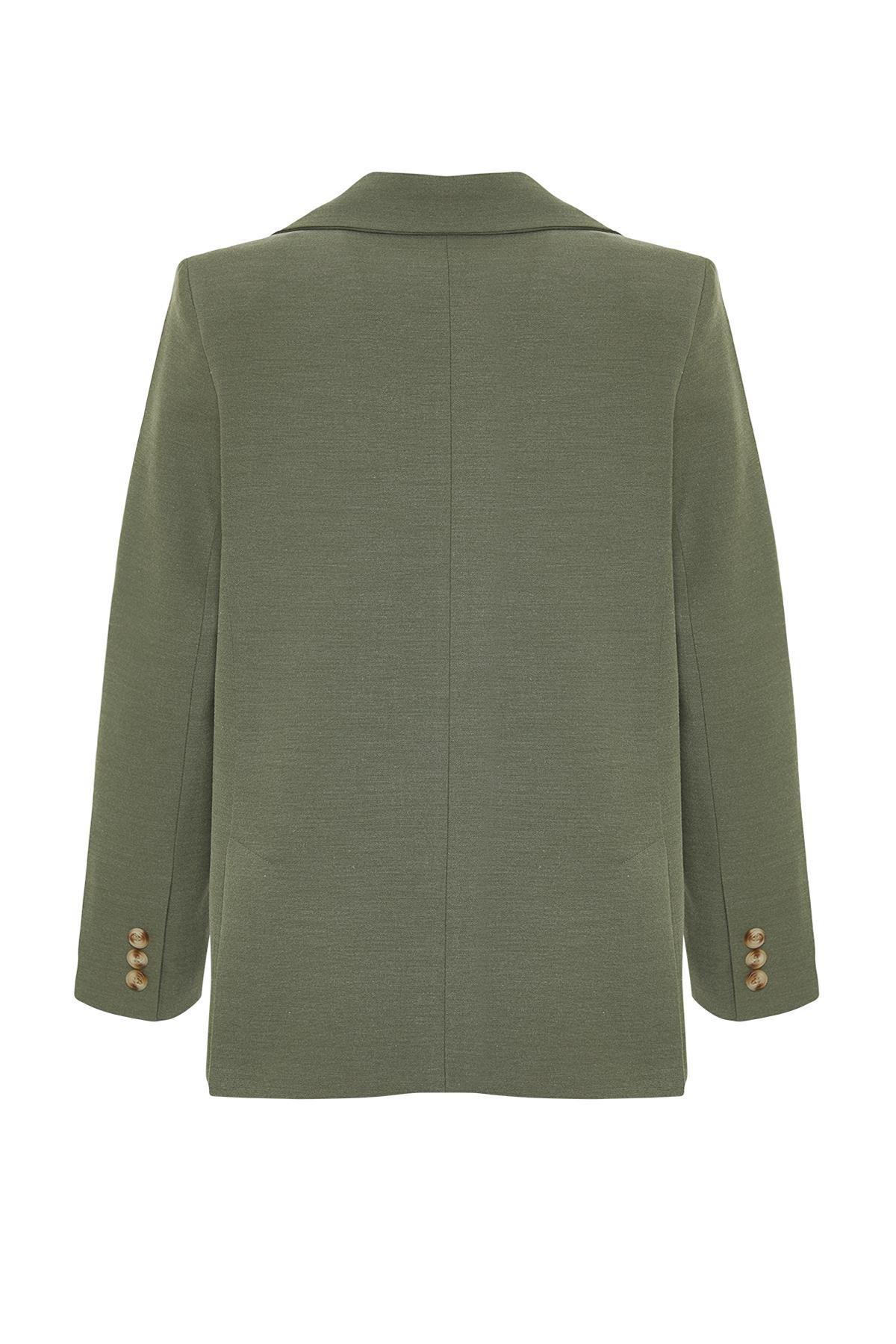 Green Collared Plain Blazer, , large image number 6