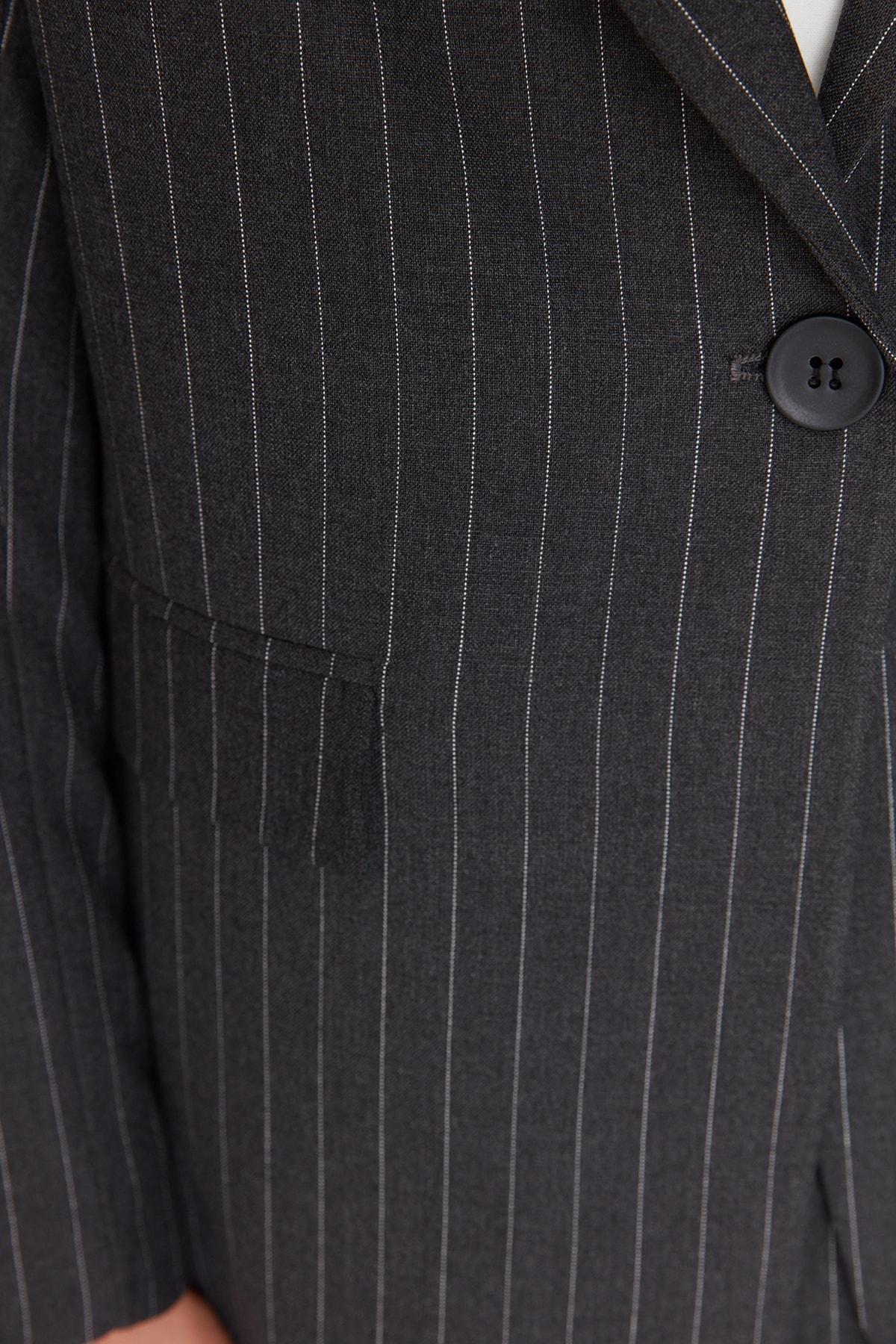 Trendyol - Black Striped Lapel Collar Blazer