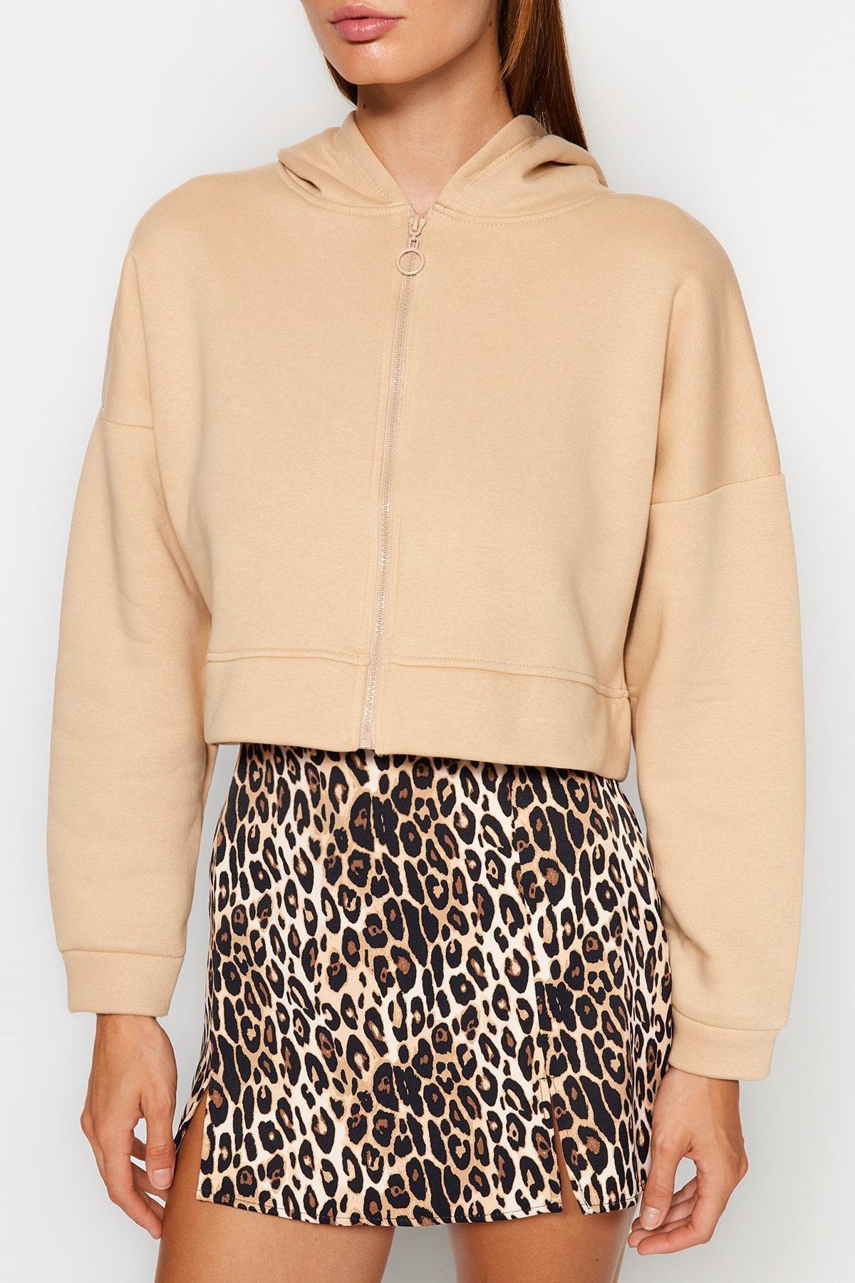 Beige Hooded Sweatshirt, , large image number 3