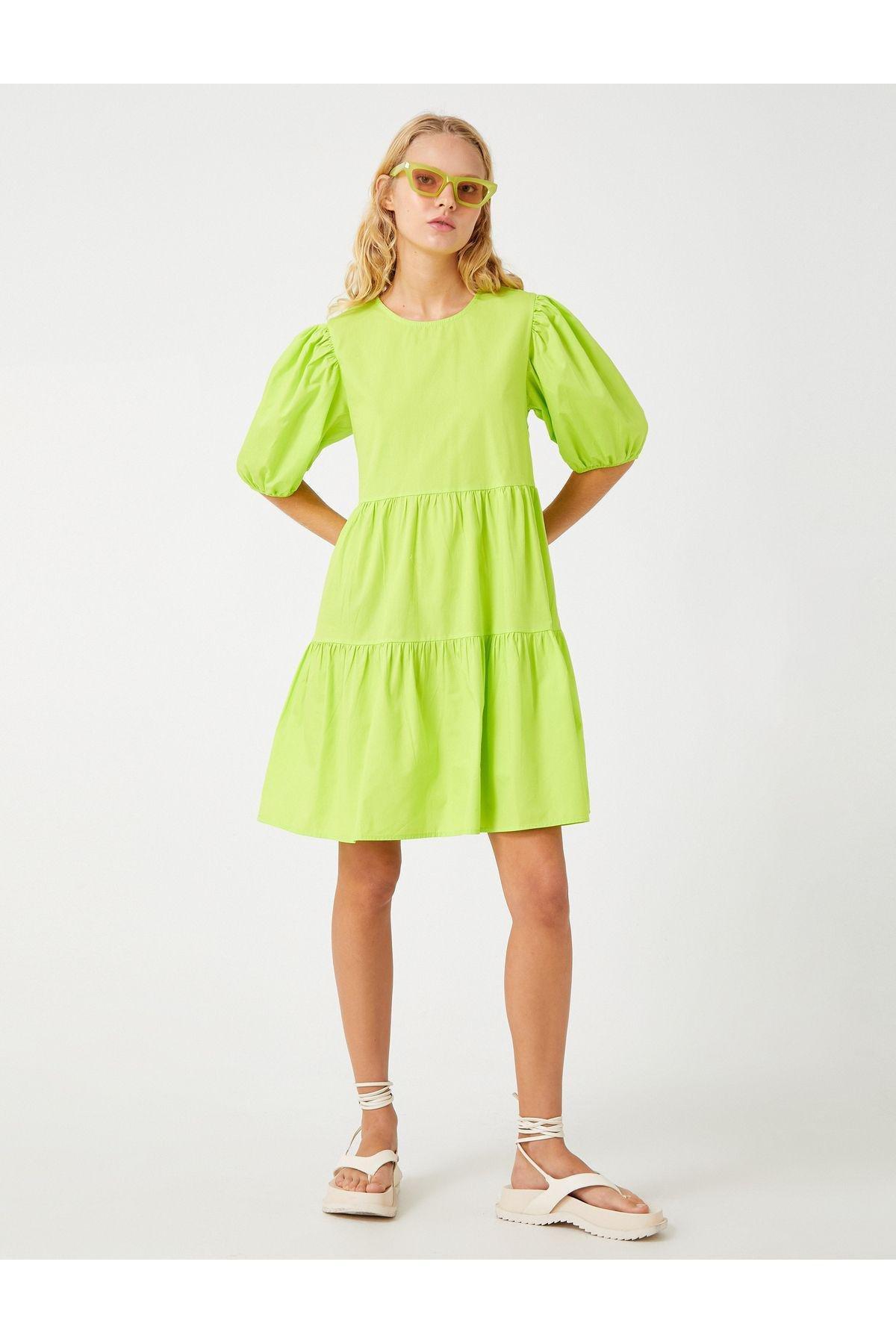 Green Balloon Sleeve Dress, , large image number 2