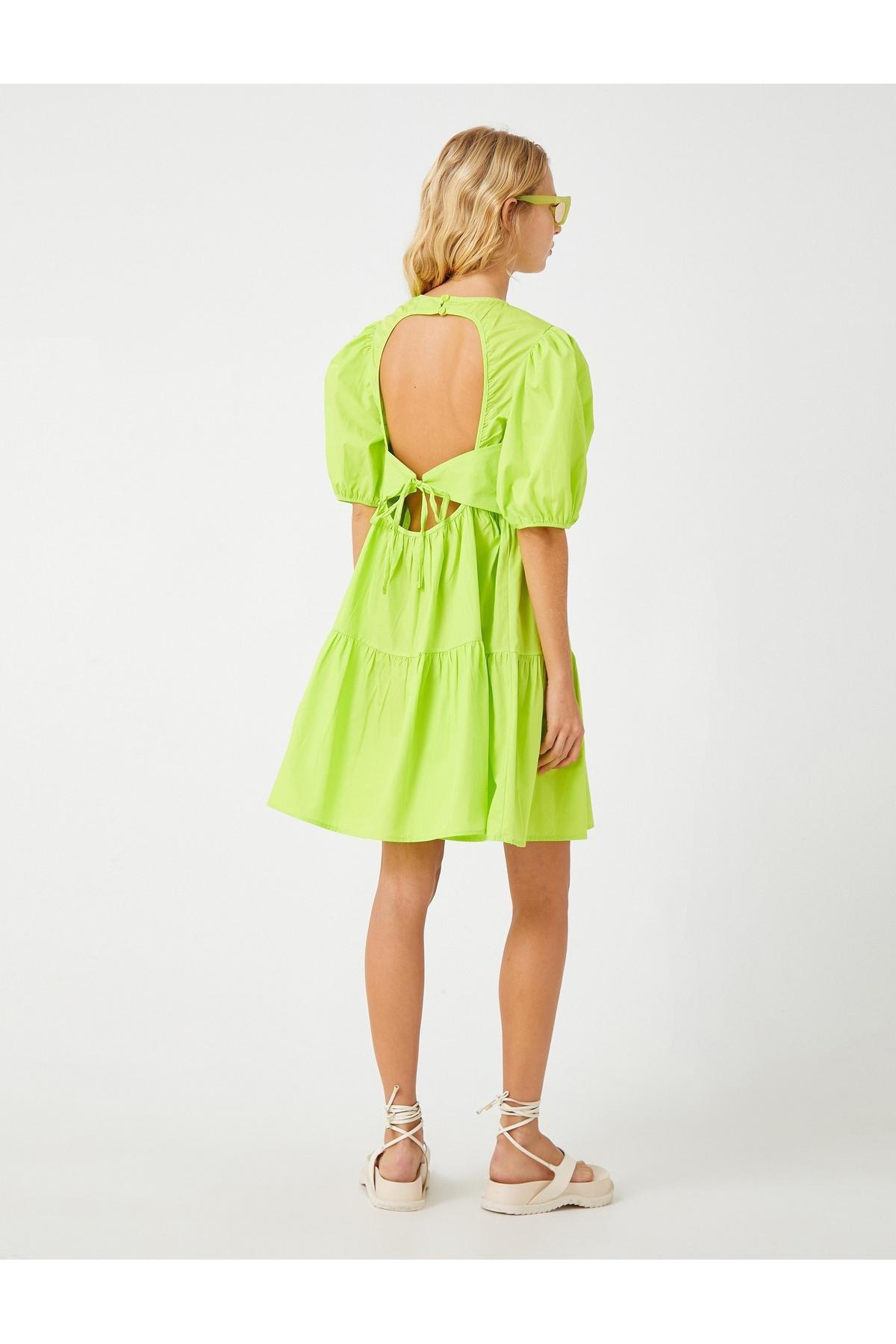 Green Balloon Sleeve Dress, , large image number 5