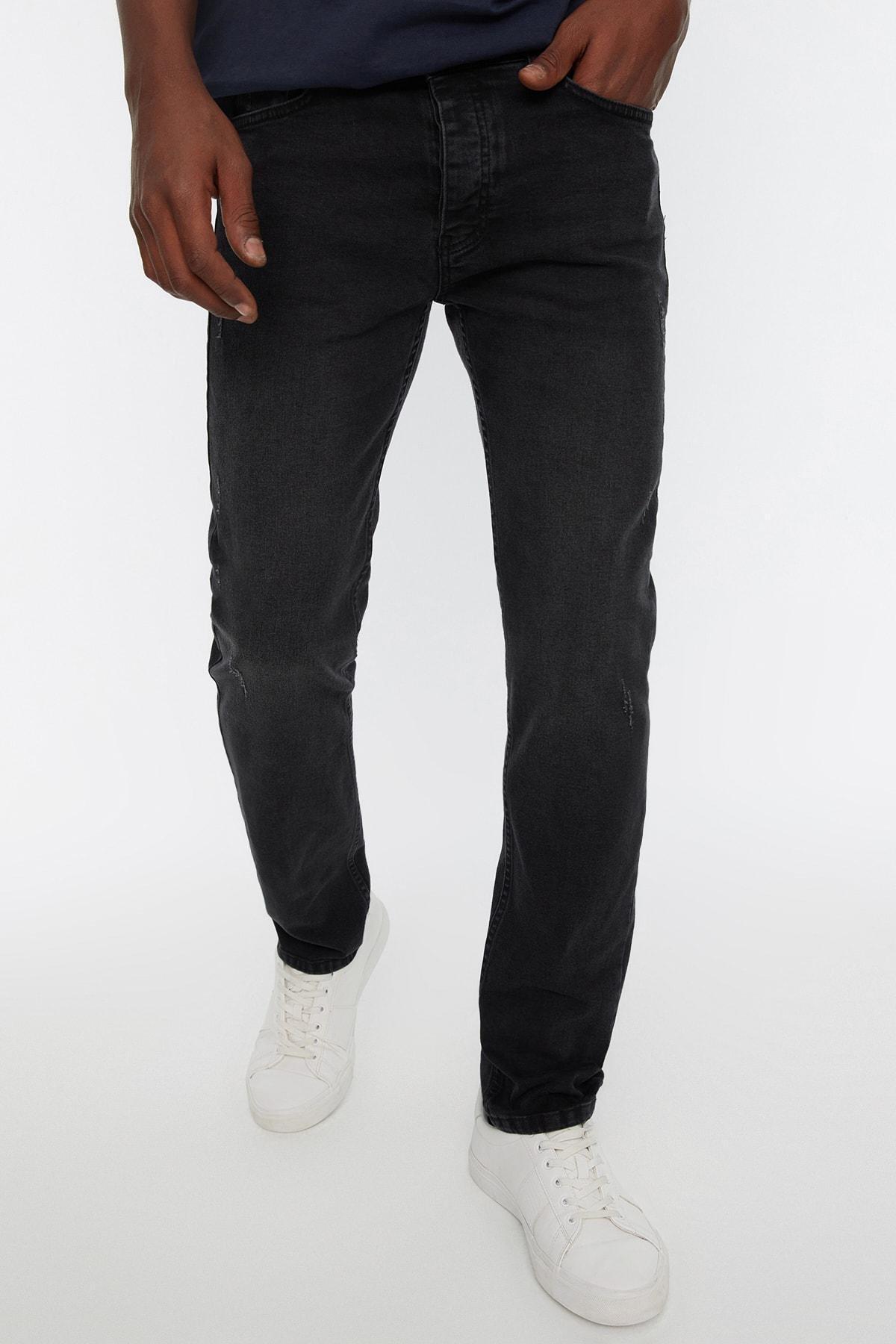 Black Slim Mid Waist Jeans, Black, large image number 0