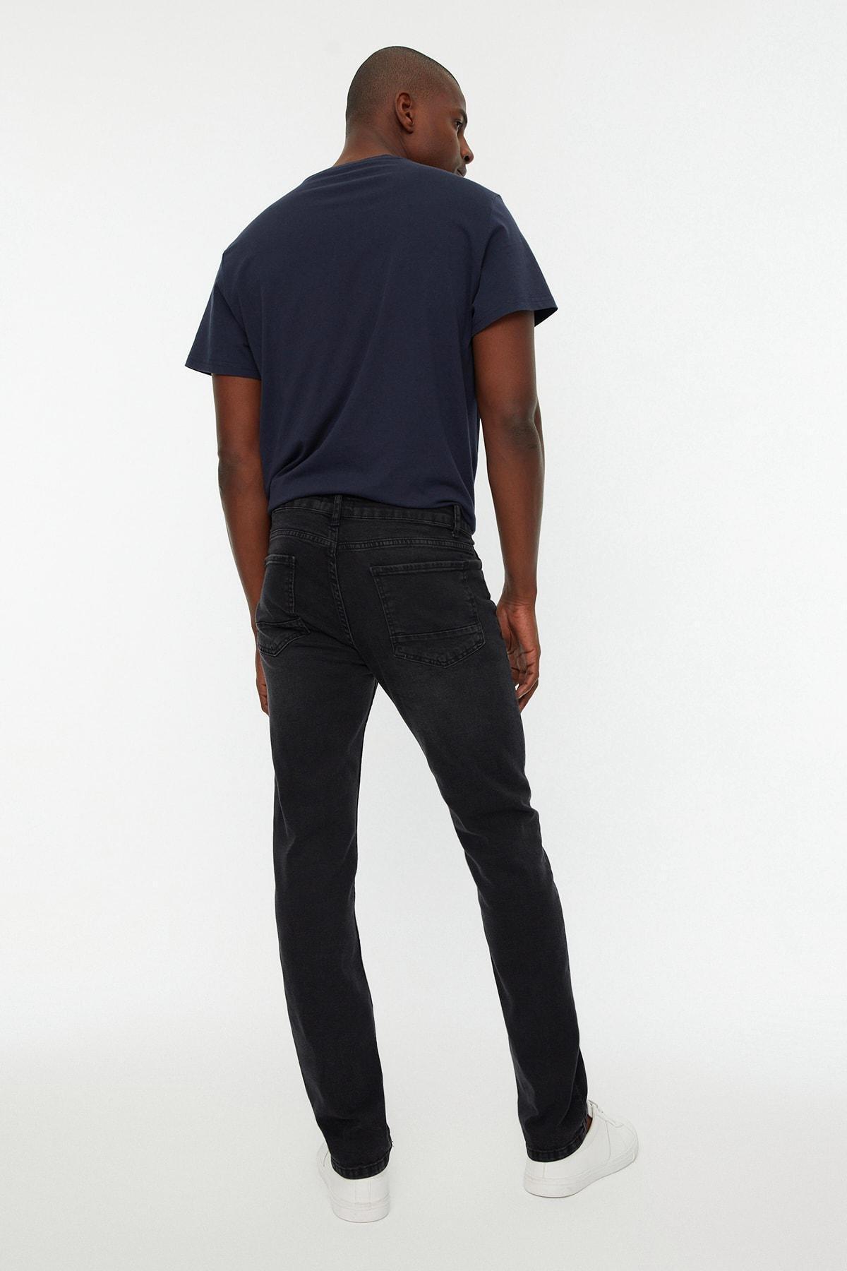 Black Slim Mid Waist Jeans, Black, large image number 4