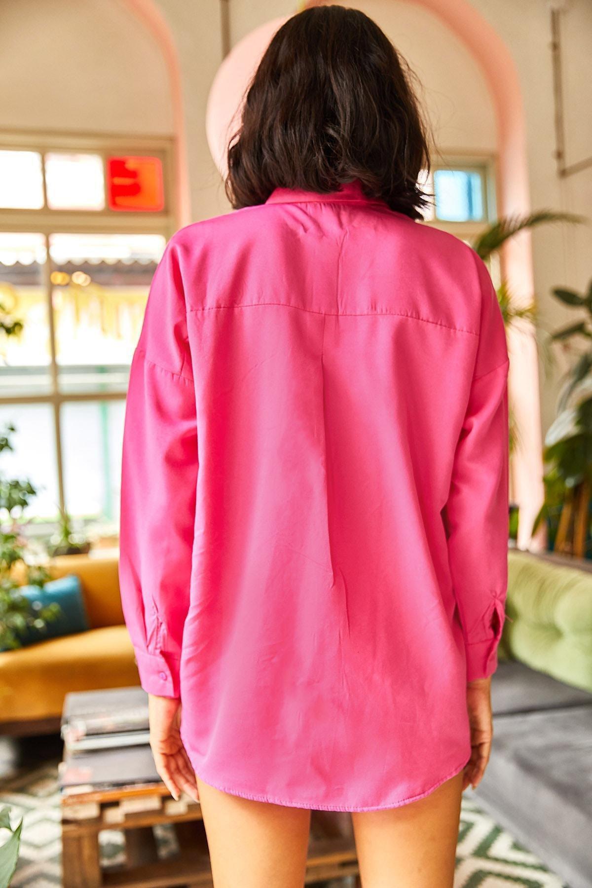 Pink Printed Oversized Shirt, , large image number 1