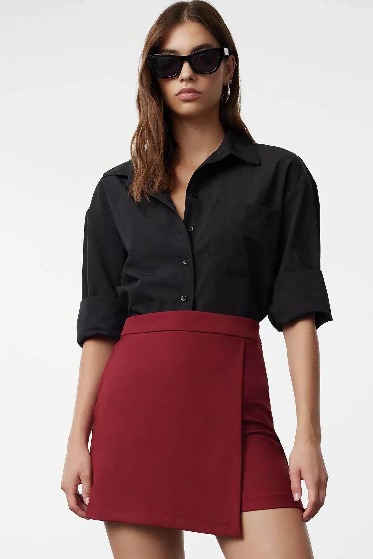 Burgundy Double Breasted Skort, , large image number 0