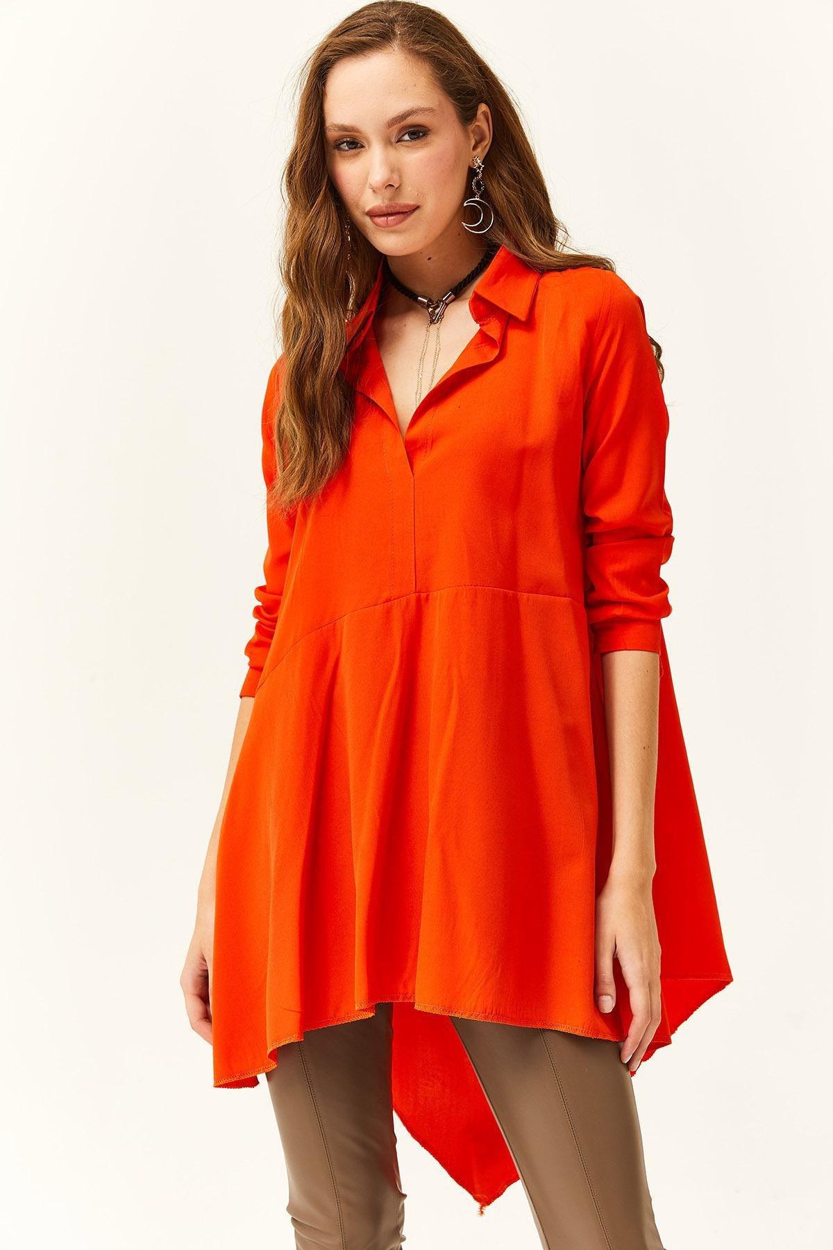 Orange Asymmetrical Tunic Shirt, , large image number 2