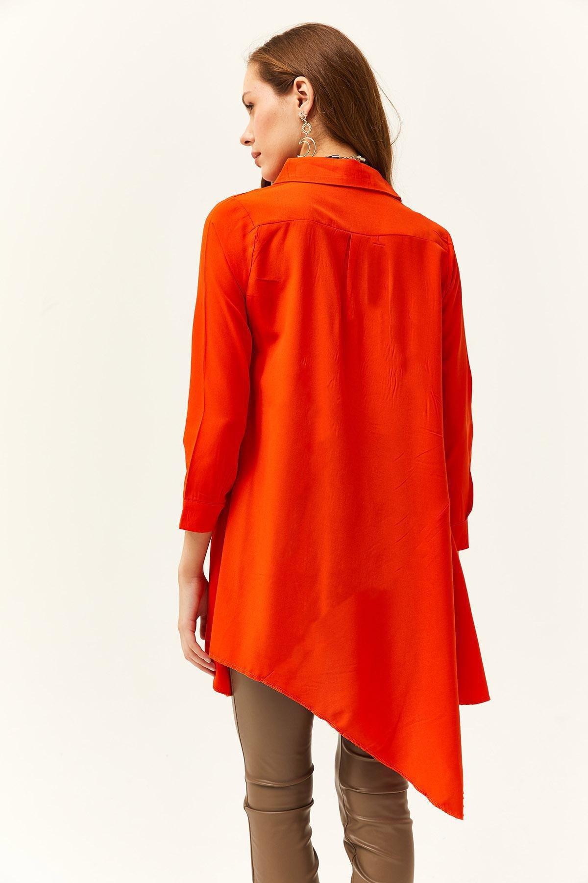 Orange Asymmetrical Tunic Shirt, , large image number 3