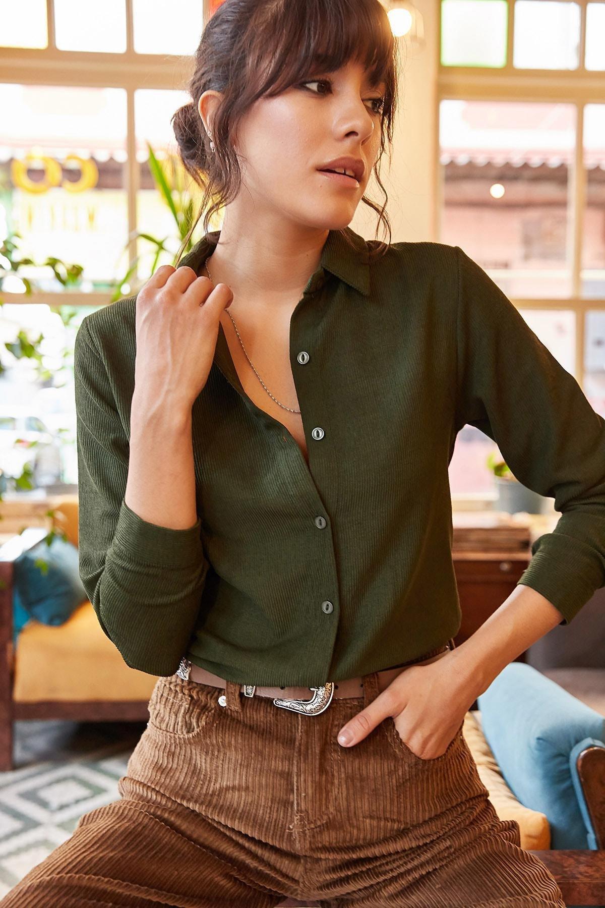 Khaki Collared Shirt, Khaki, medium
