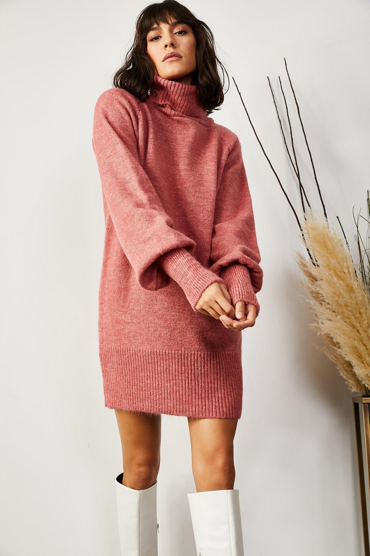 Pink Turtleneck Dress, Dried rose, large image number 2