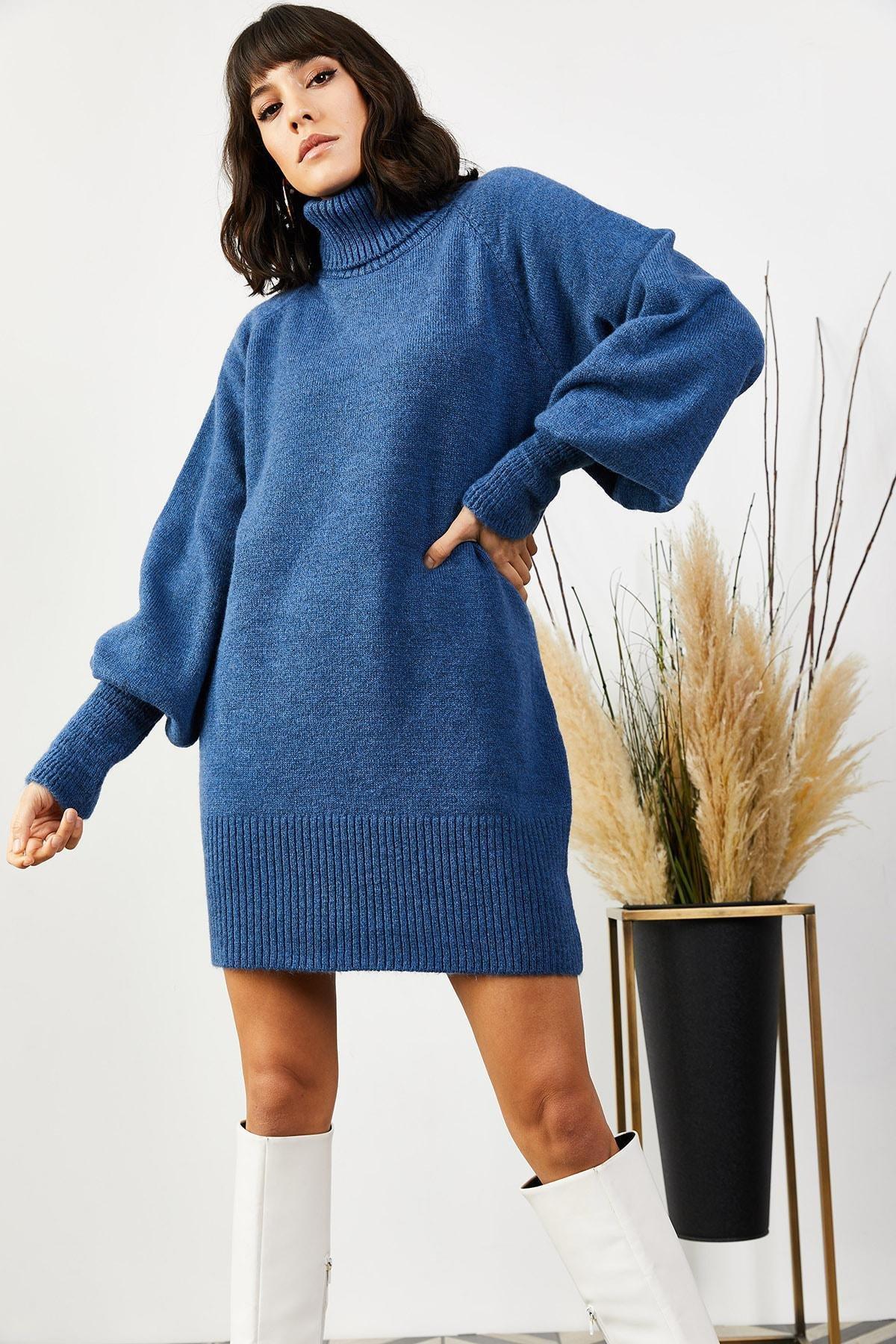 Blue Basic Dress, Indigo, large image number 1