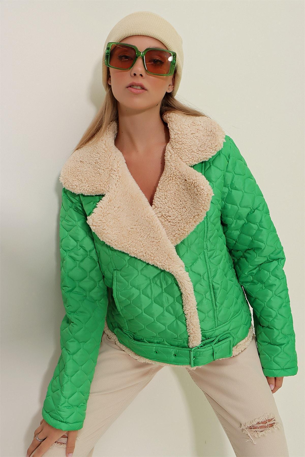 Alacati - Green Lapel Collar Jacket