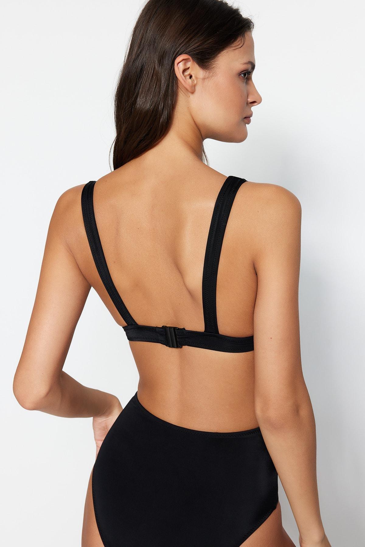 Black Plain Bikini Top, Black, large image number 5