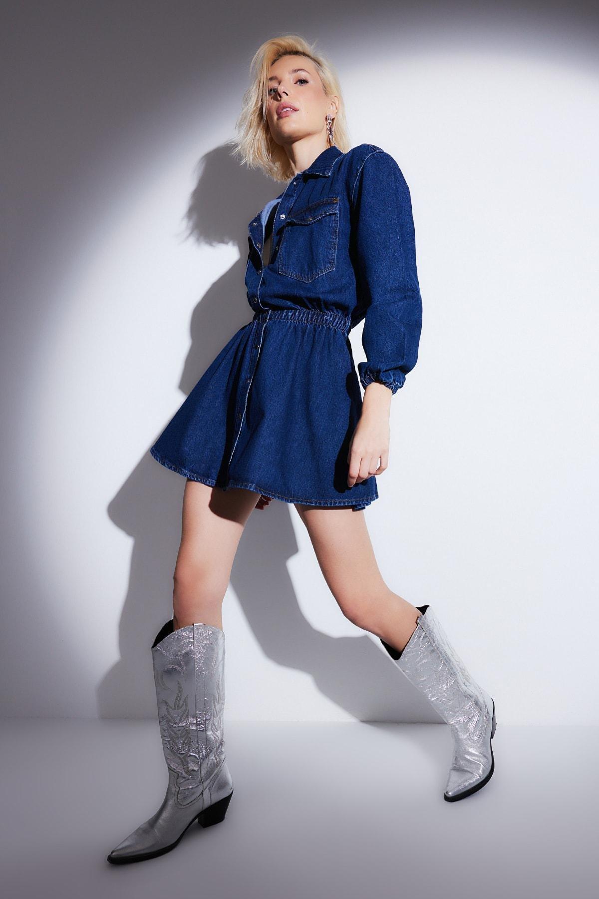 Navy Skater Dress, , large image number 1