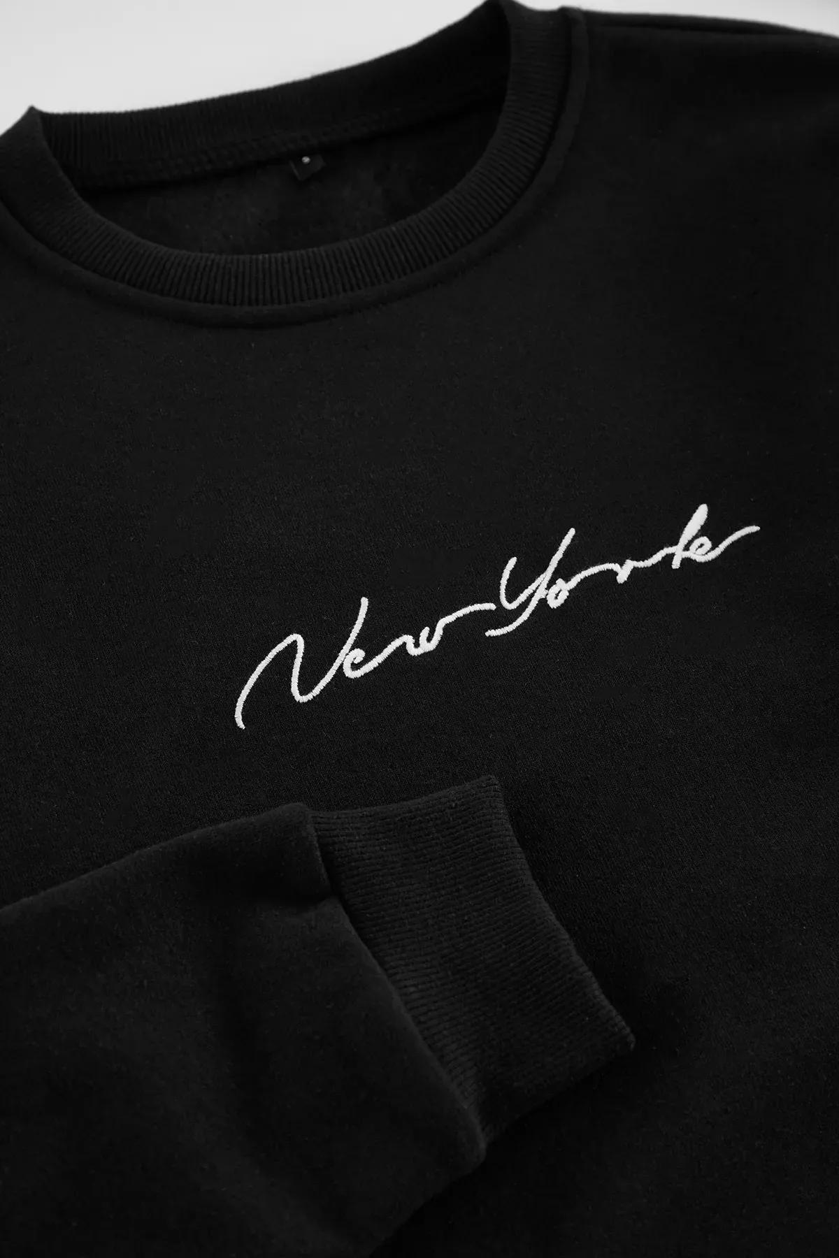 Black City Printed Crew Neck Sweatshirt, BLACK, large image number 1