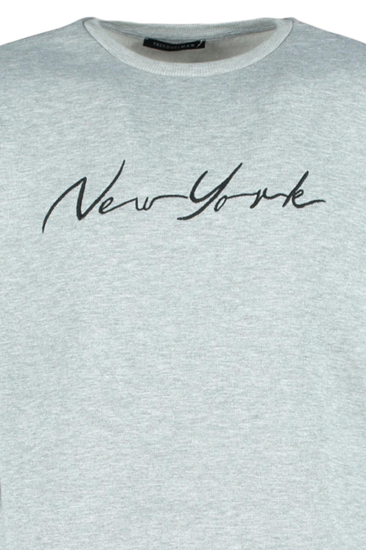 Grey Printed Crew Neck Sweatshirt, , large image number 7