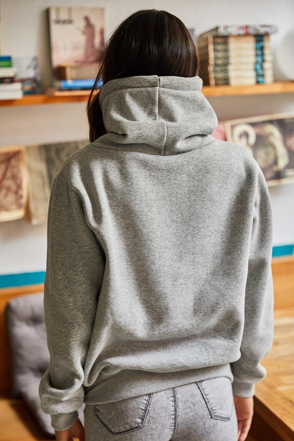 Grey High-Neck Sweatshirt, Grey, large image number 4
