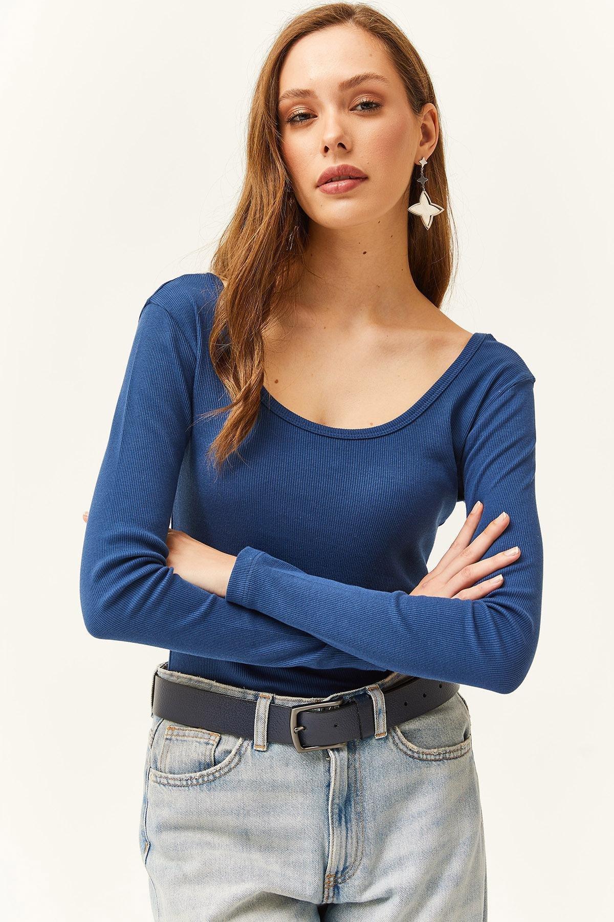 Blue Wide Collar Camisole Blouse, , large image number 0
