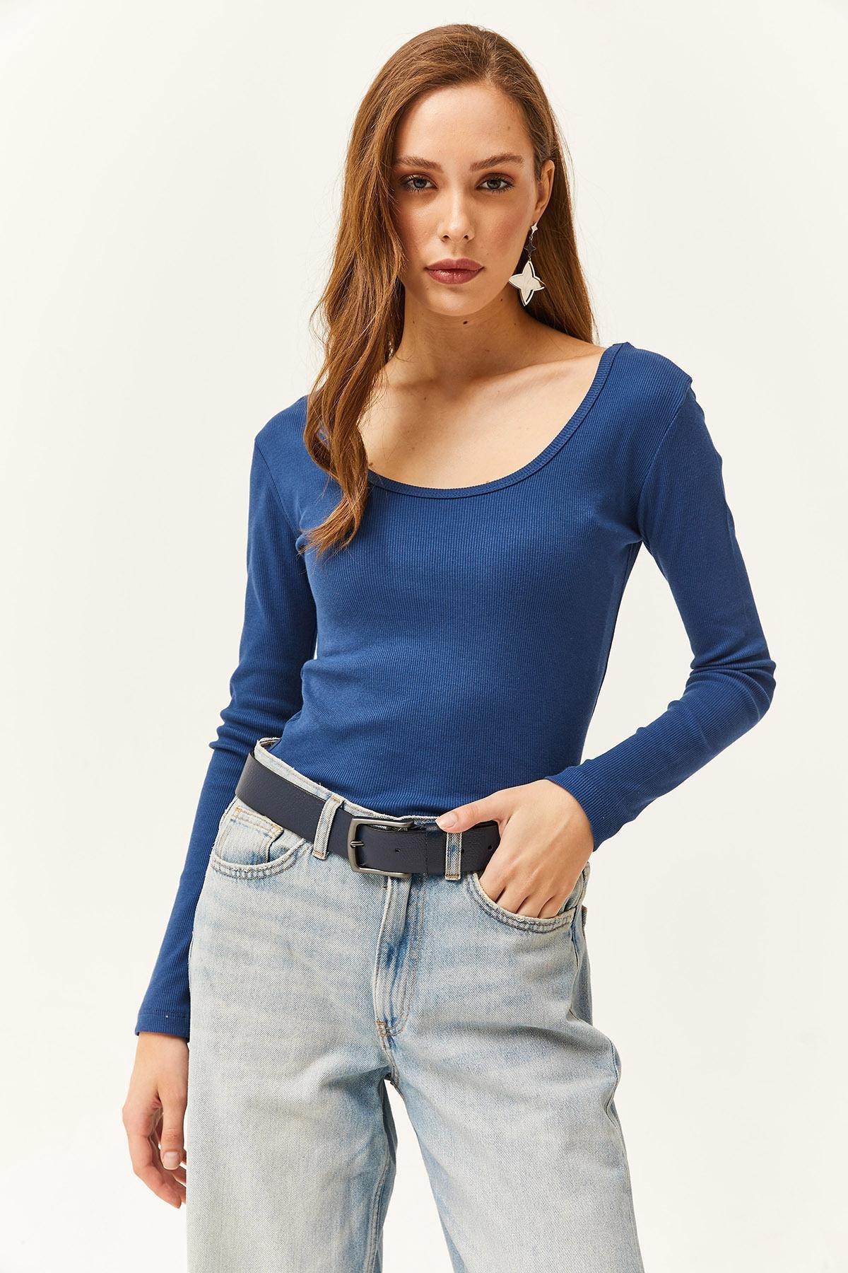 Blue Wide Collar Camisole Blouse, , large image number 1