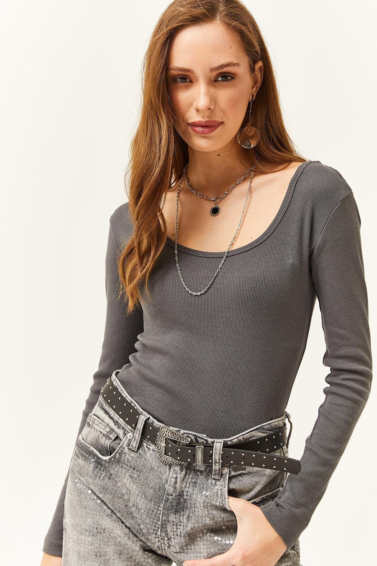 Grey Wide Collar Camisole Blouse, , large image number 3