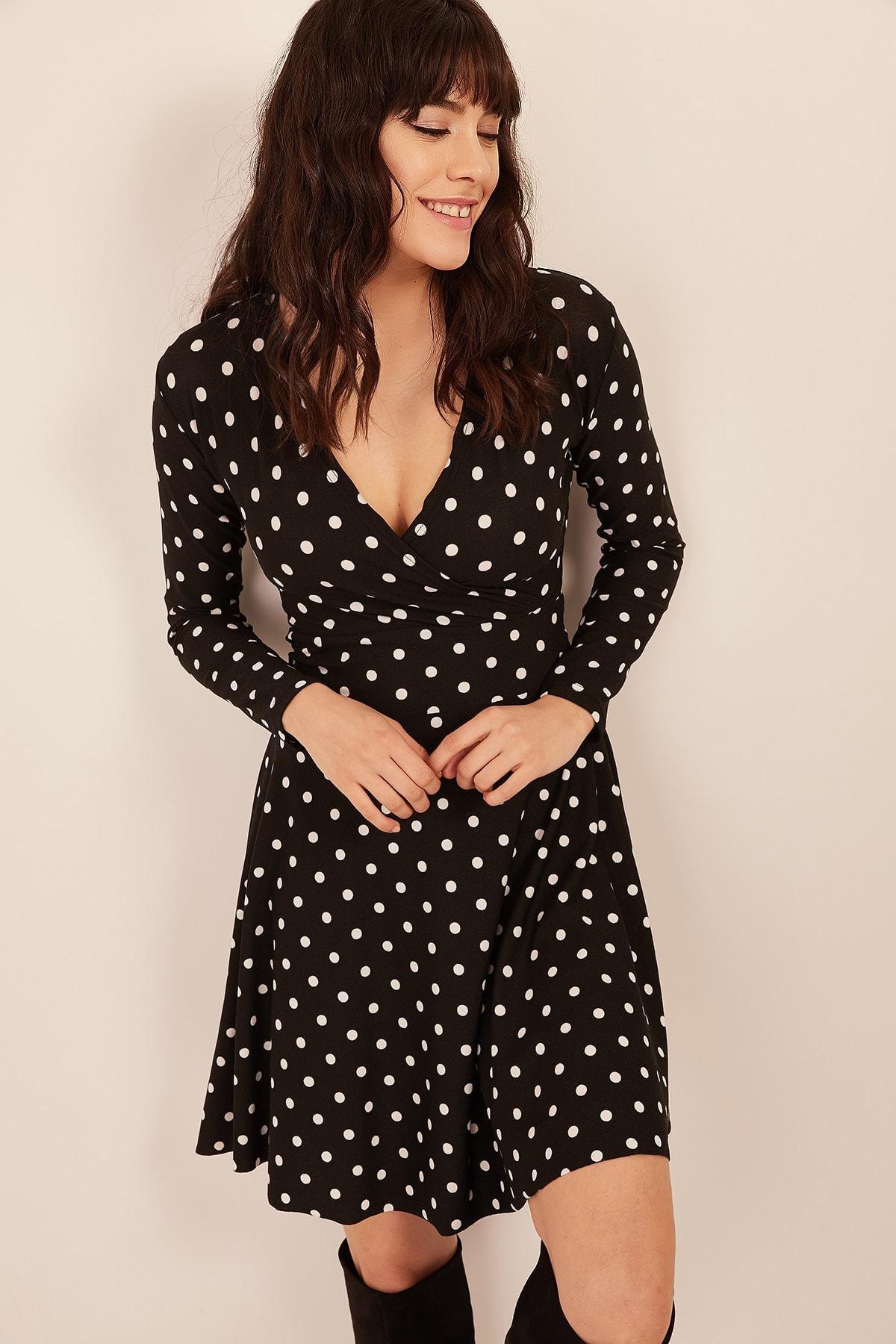 Black A-Line Dress, BLACK, large image number 1