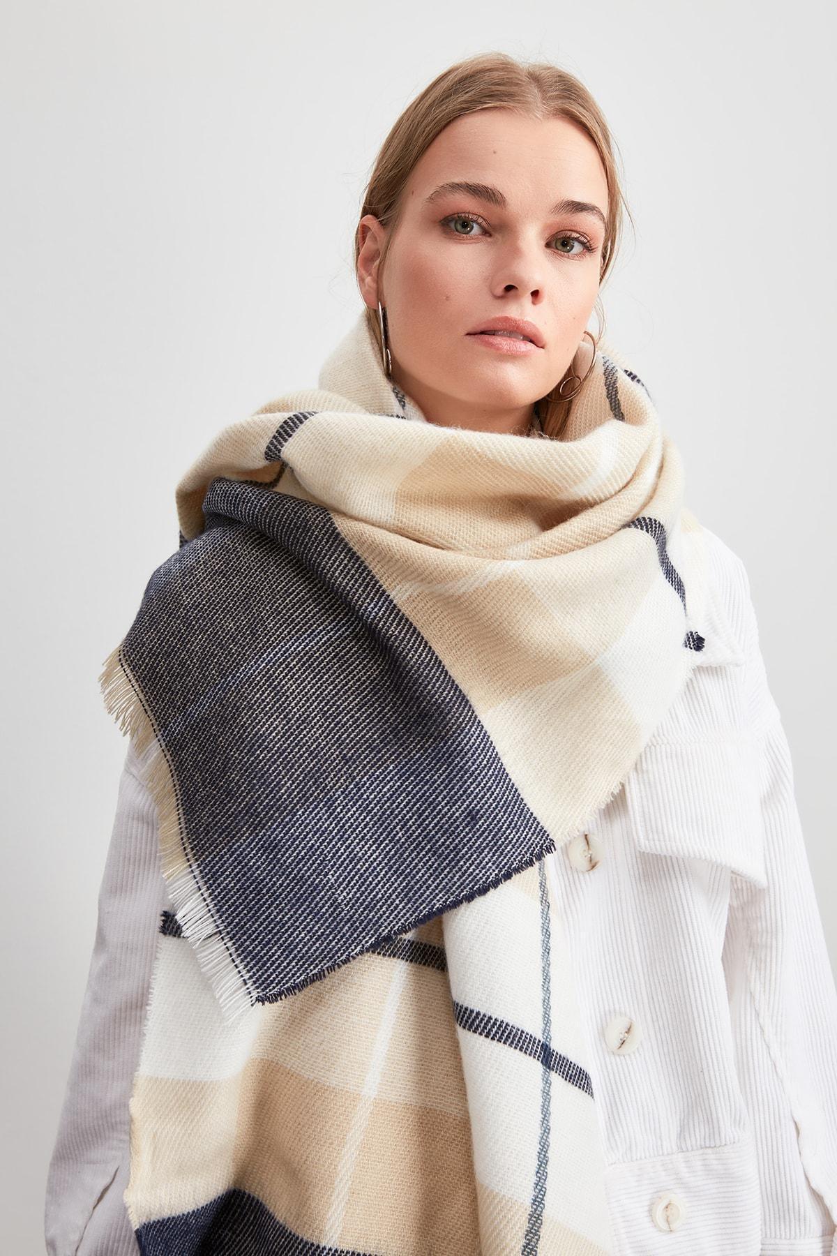 Beige Casual Scarf, Beige, large image number 0
