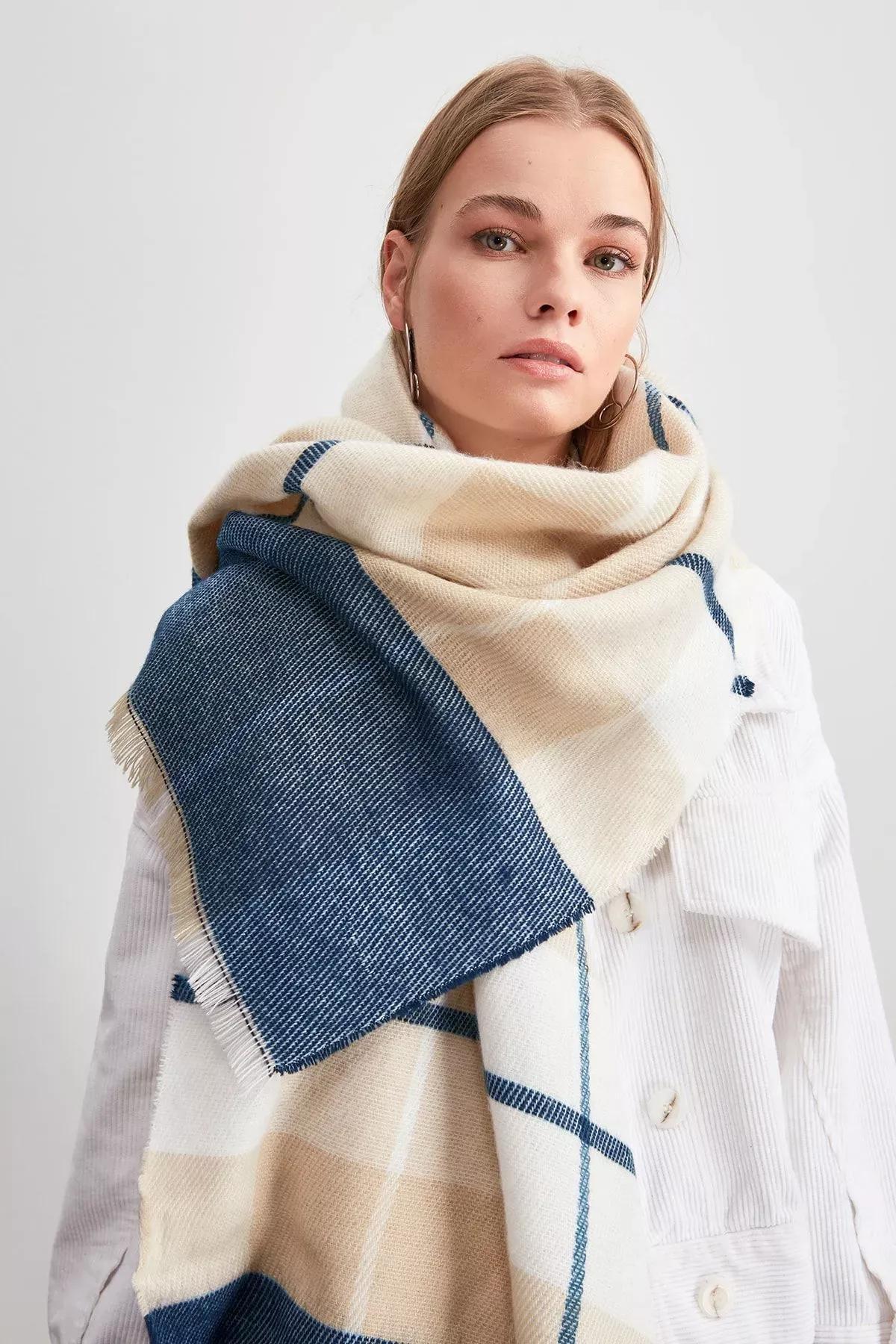 Beige Casual Scarf, Beige, large image number 0