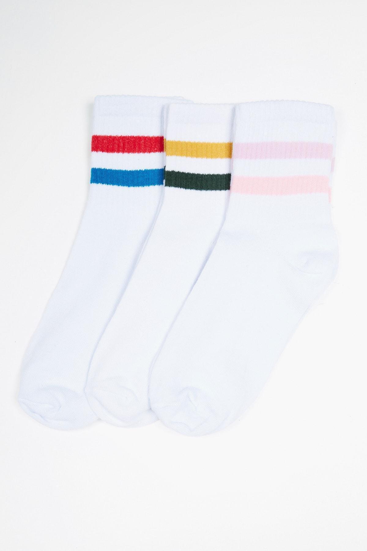 Multicolour Striped Socks, Set Of 3, Multicolor, large image number 0