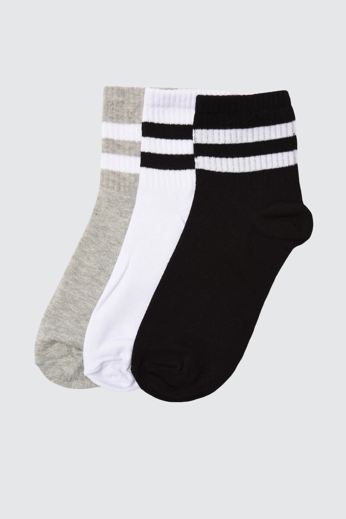 Multicolour Striped Socks, Set Of 3, Multicolor, large image number 19
