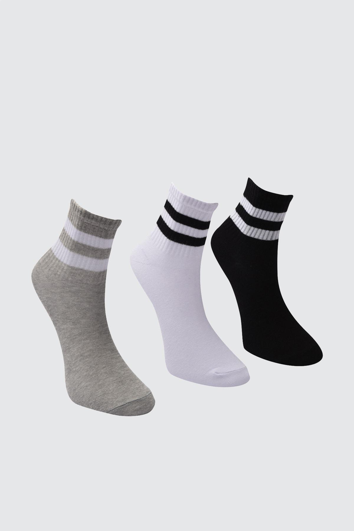 Multicolour Striped Socks, Set Of 3, Multicolor, large image number 20