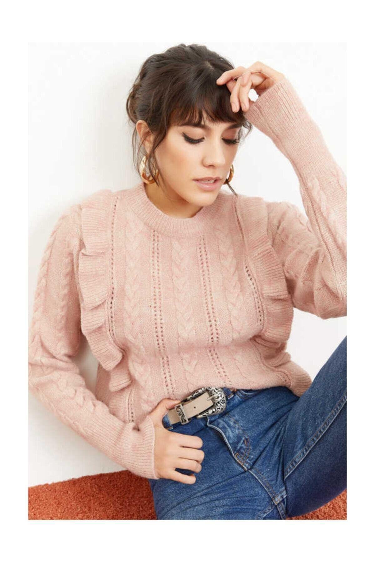 White Openwork Frilly Fluffy Sweater, POWDER, large image number 2