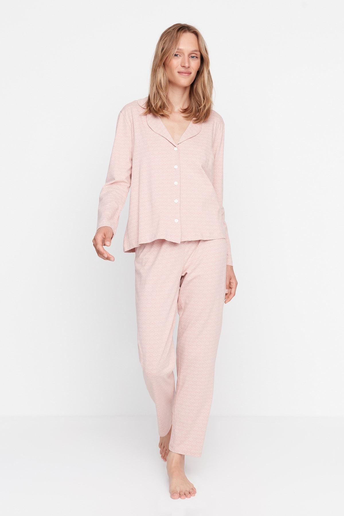 Pink Ethnic Pattern Mid Waist Pajama Set, Pink, large image number 2