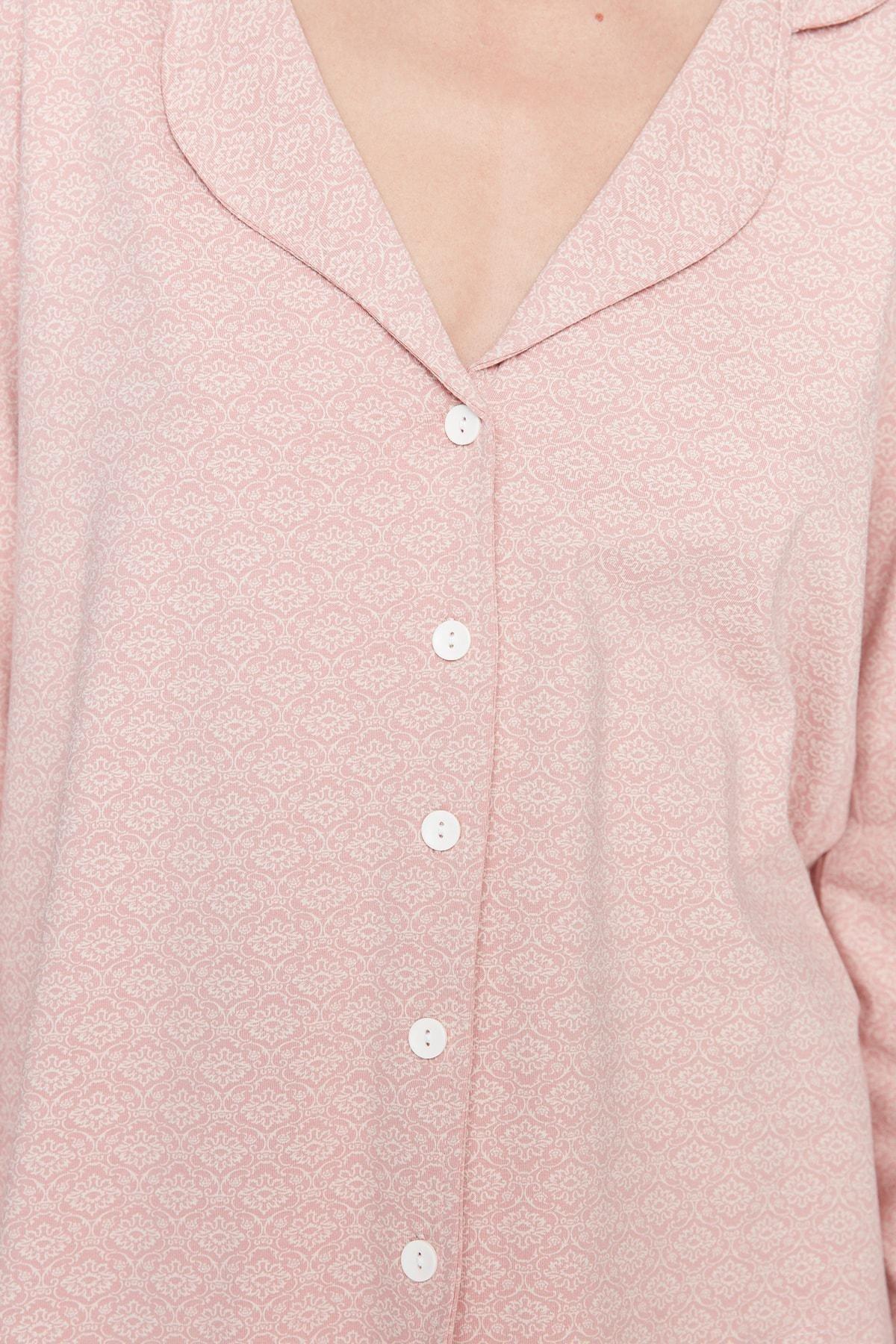 Pink Ethnic Pattern Mid Waist Pajama Set, Pink, large image number 3