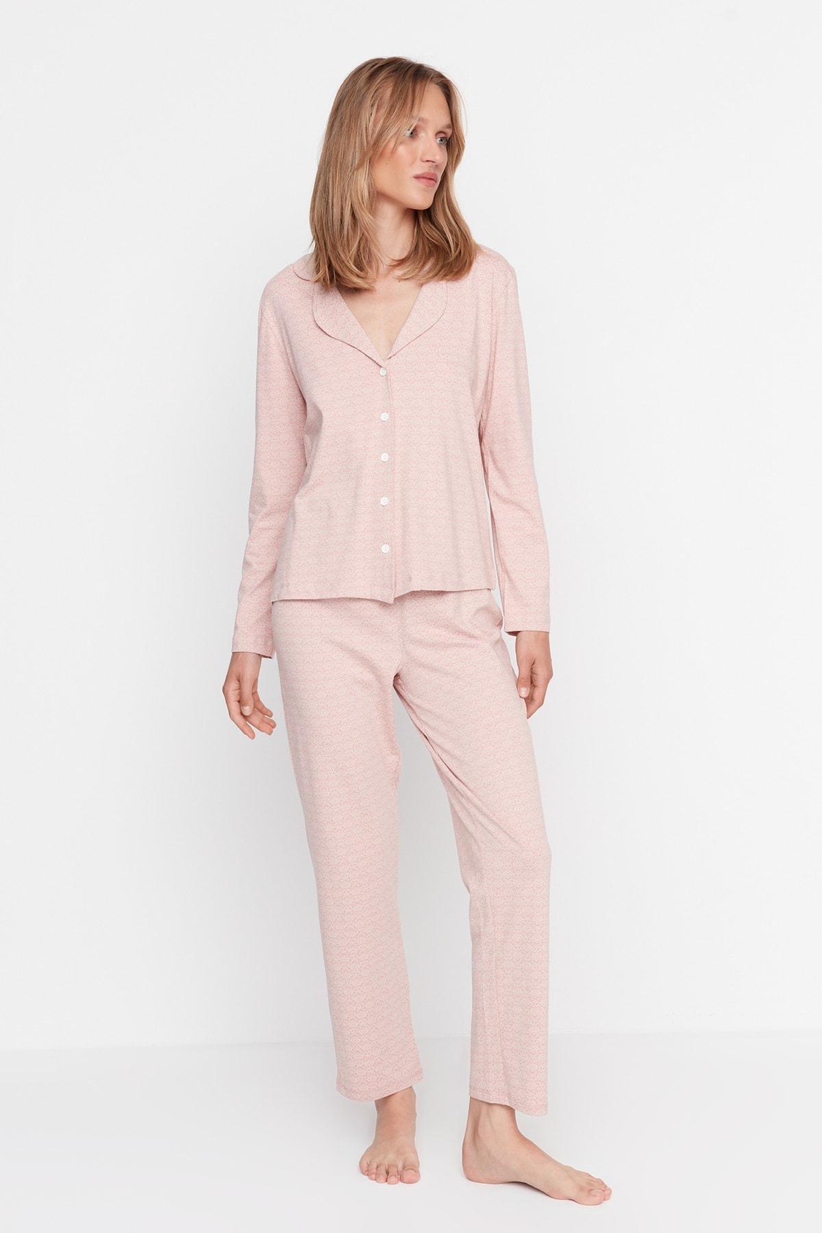 Pink Ethnic Pattern Mid Waist Pajama Set, Pink, large image number 4