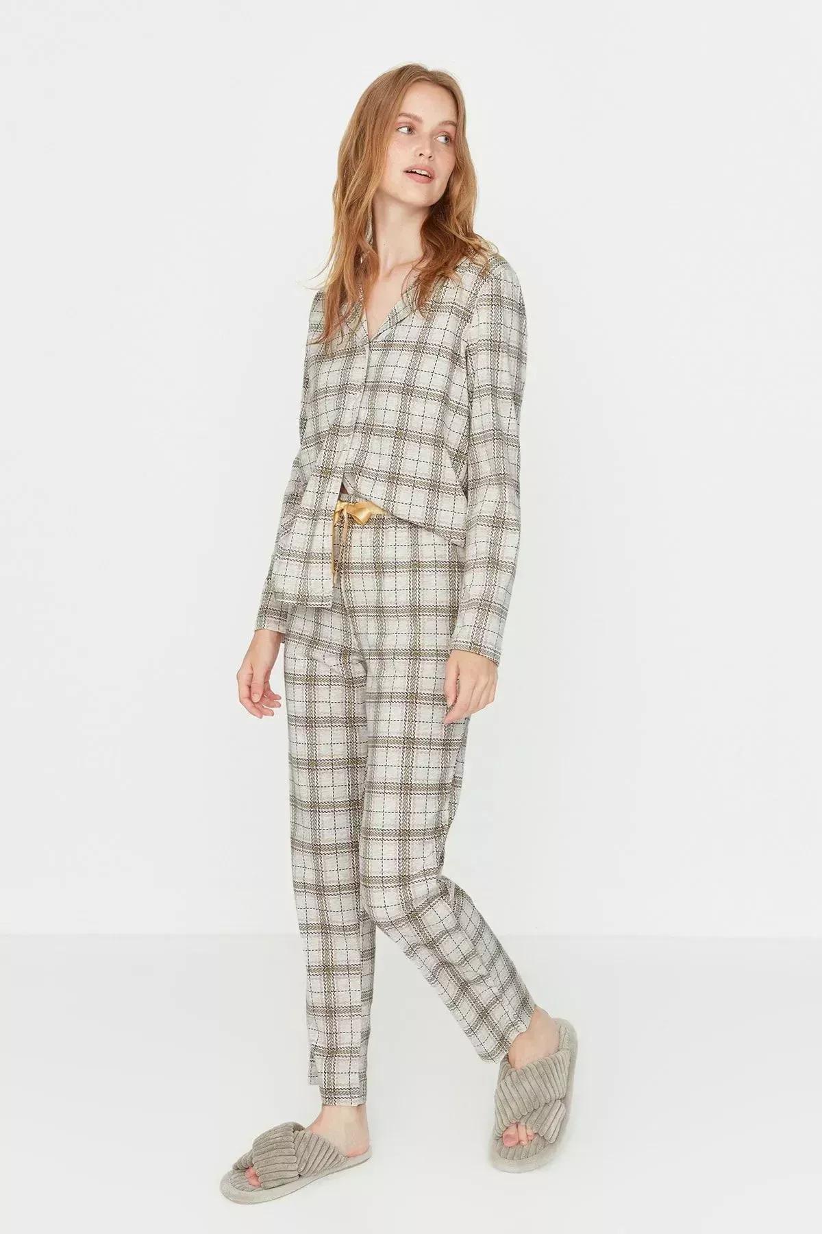 طقم بيجاما بخصر متوسط الارتفاع، بيج, Beige, large image number 3