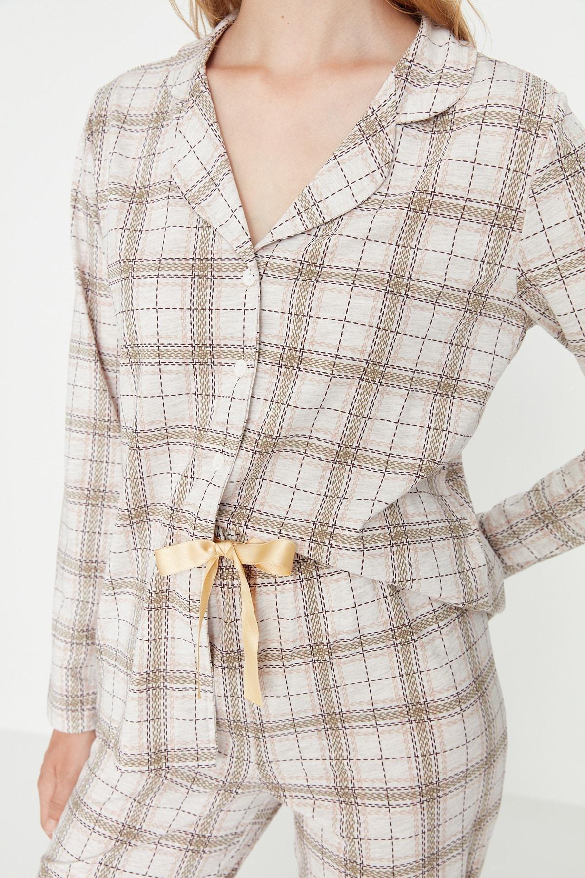 Beige Mid Waist Pajama Set, Beige, large image number 6