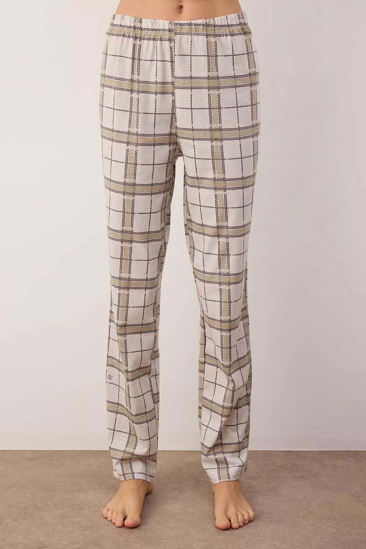 طقم بيجاما بخصر متوسط الارتفاع، بيج, Beige, large image number 6