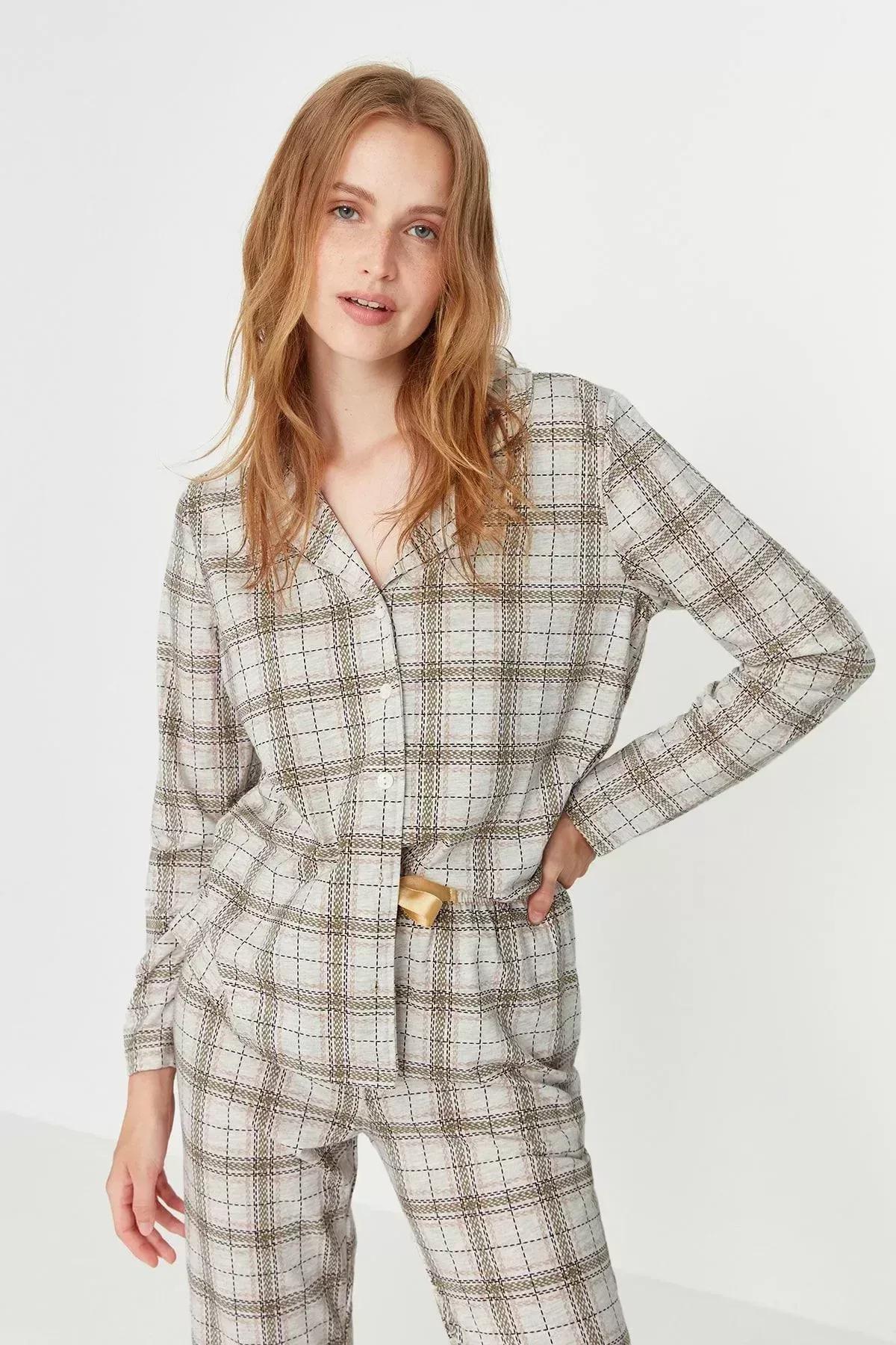 طقم بيجاما بخصر متوسط الارتفاع، بيج, Beige, large image number 7