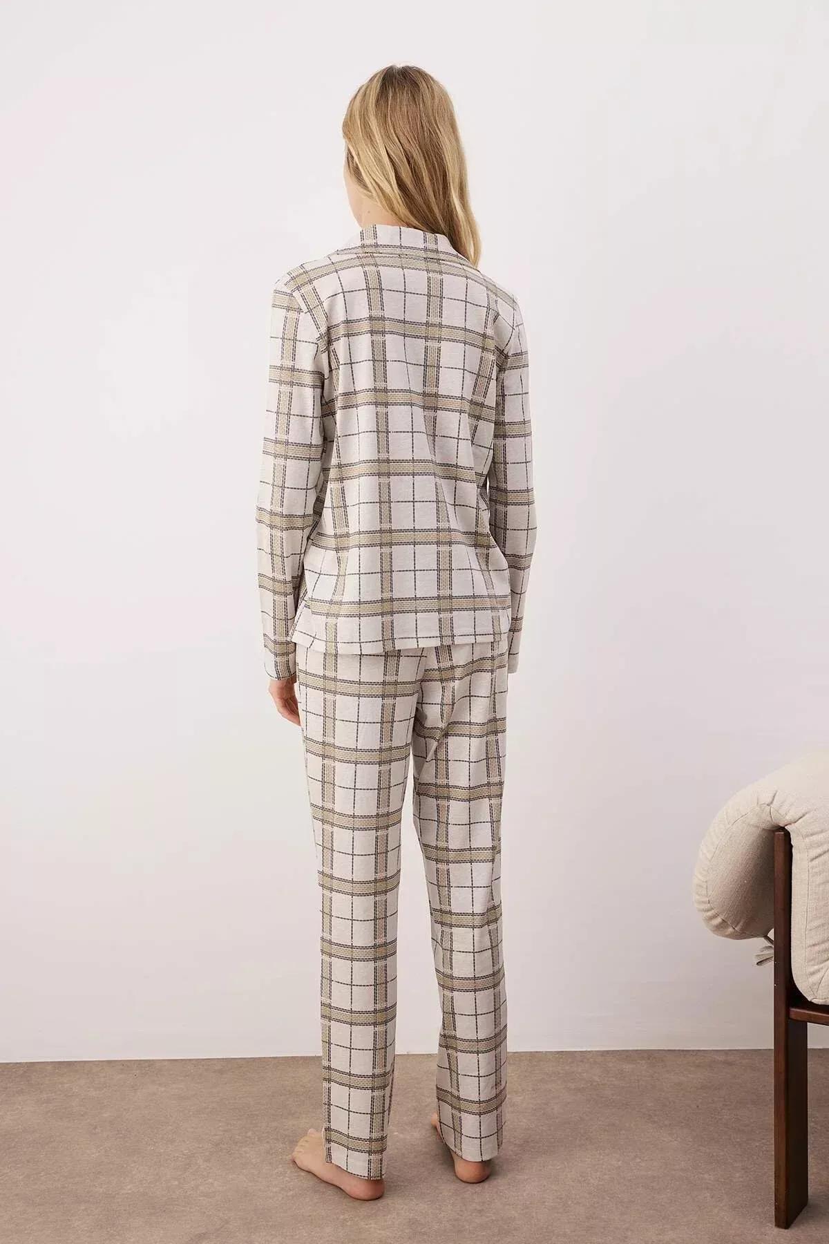 طقم بيجاما بخصر متوسط الارتفاع، بيج, Beige, large image number 8