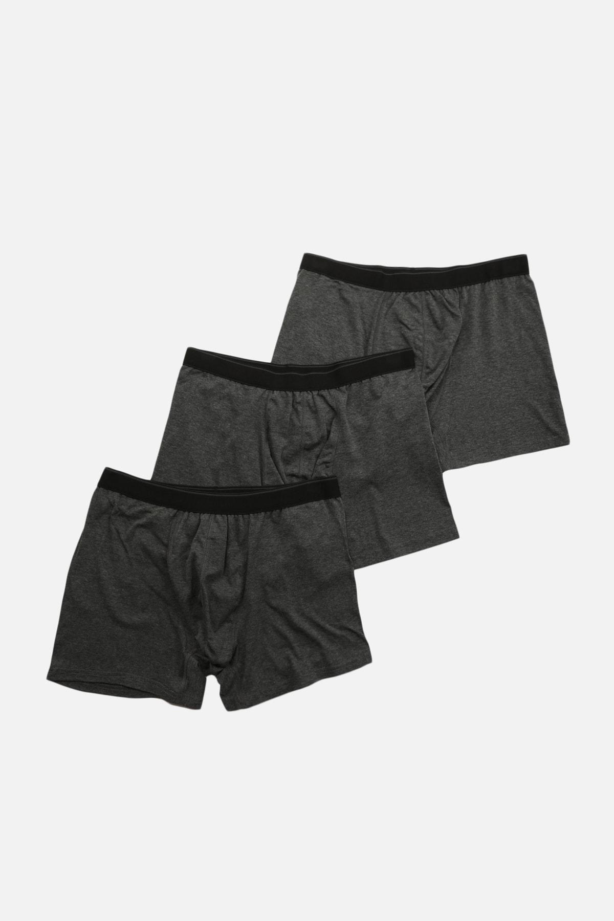 Black Mid Waist Boxer Shorts, Set Of 3, , large image number 1