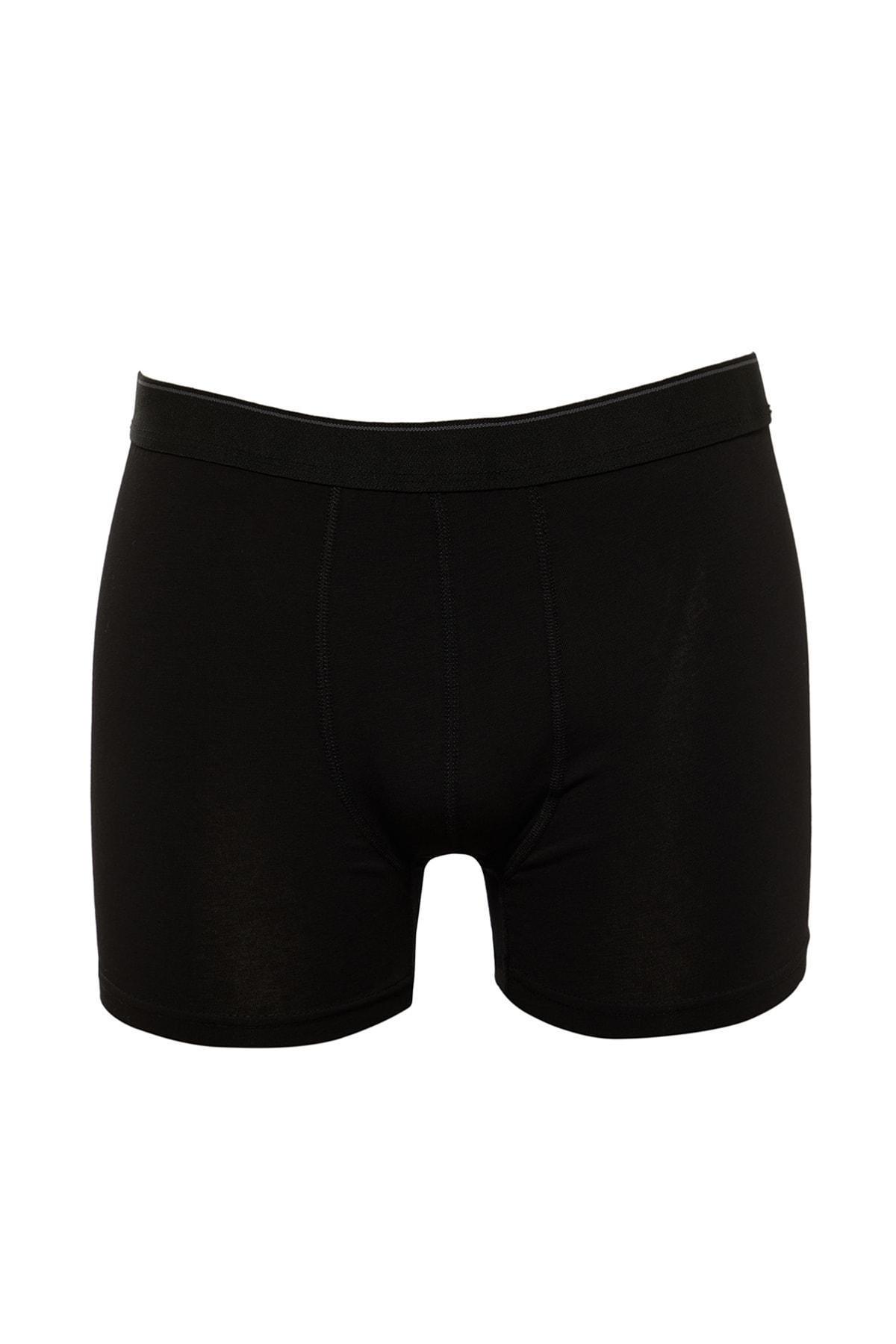 Trendyol - Black Mid-Waist Boxer Shorts, Set Of 3