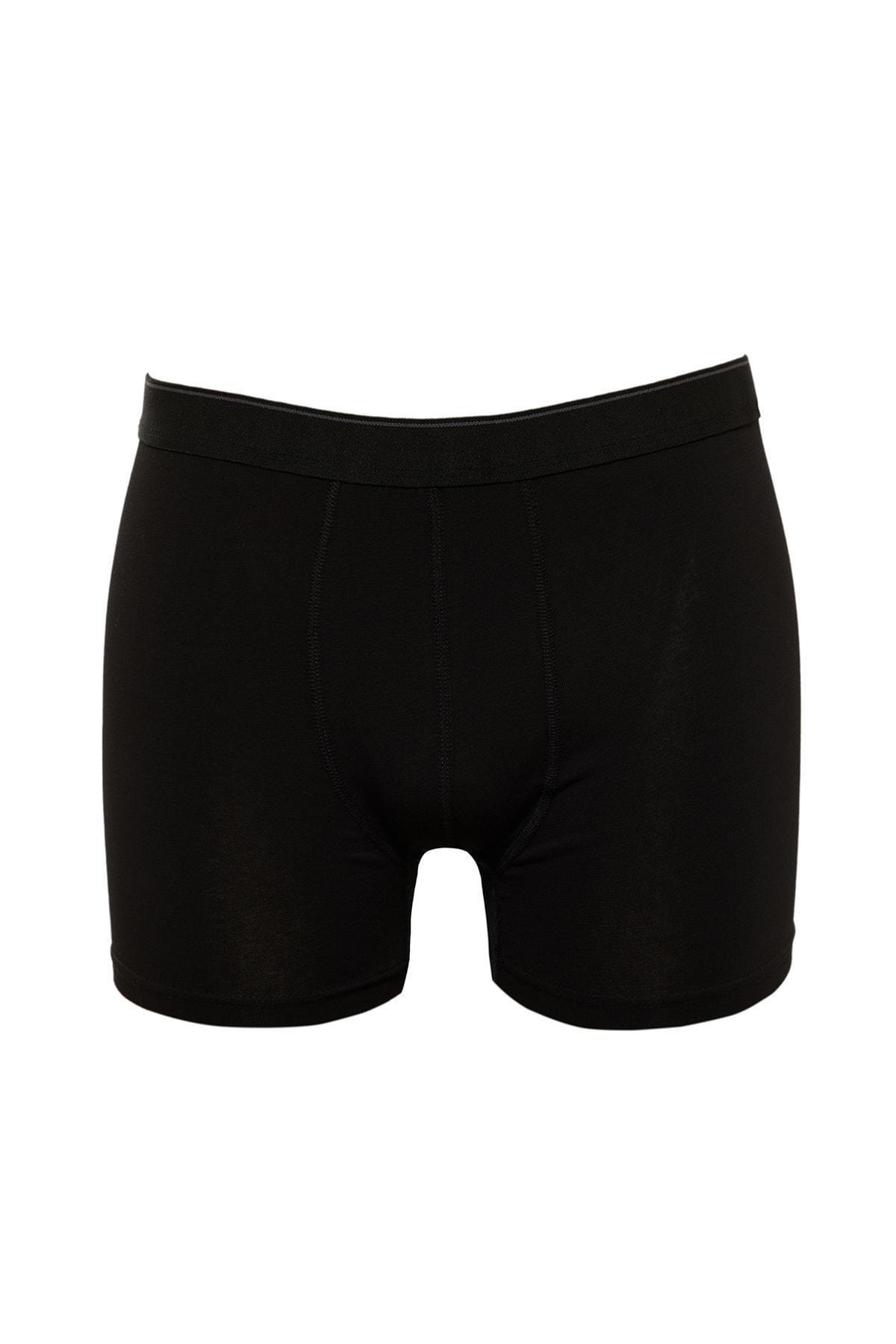 Trendyol - Black Mid-Waist Boxer Shorts, Set Of 3