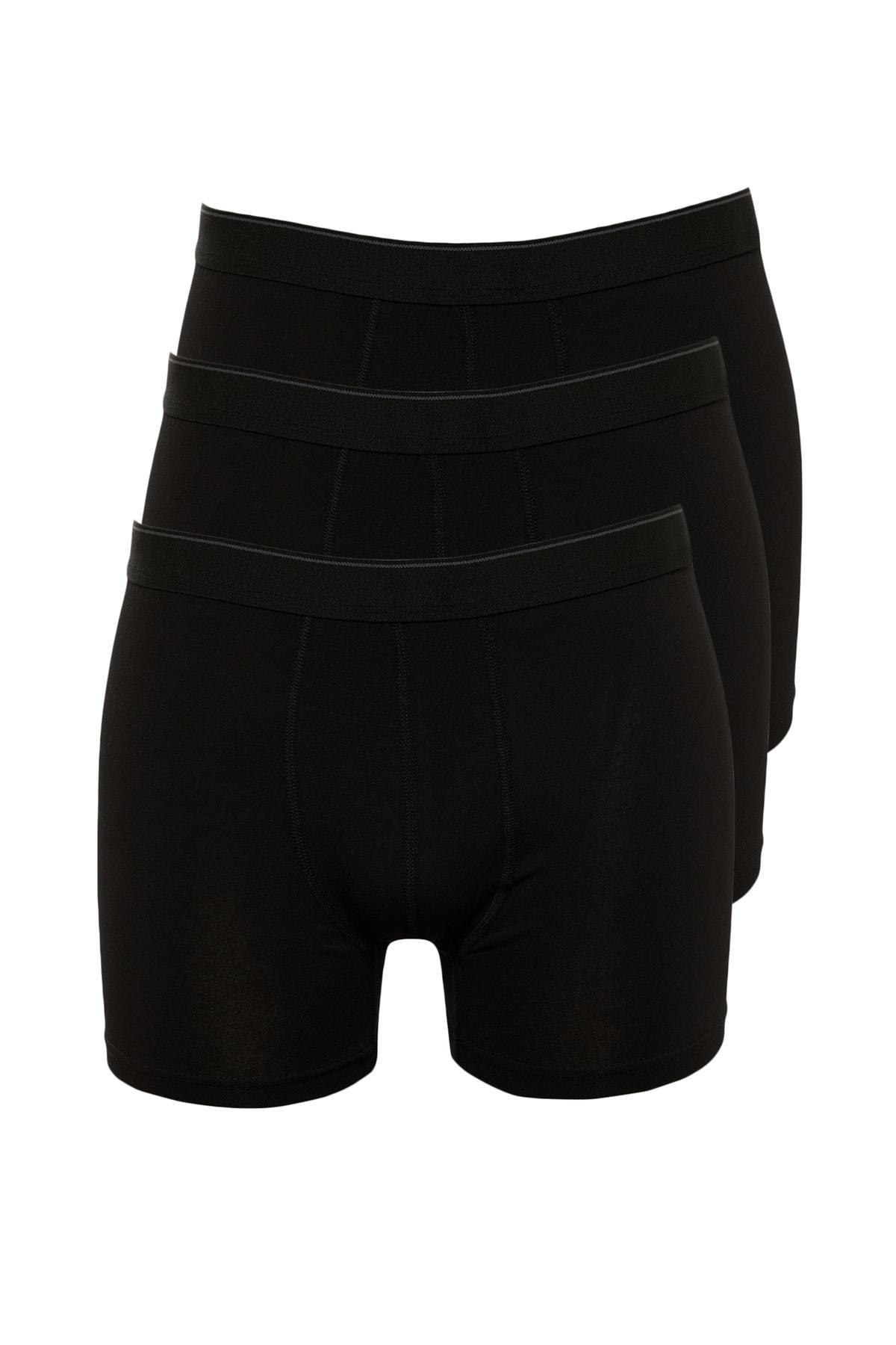 Trendyol - Black Mid-Waist Boxer Shorts, Set Of 3