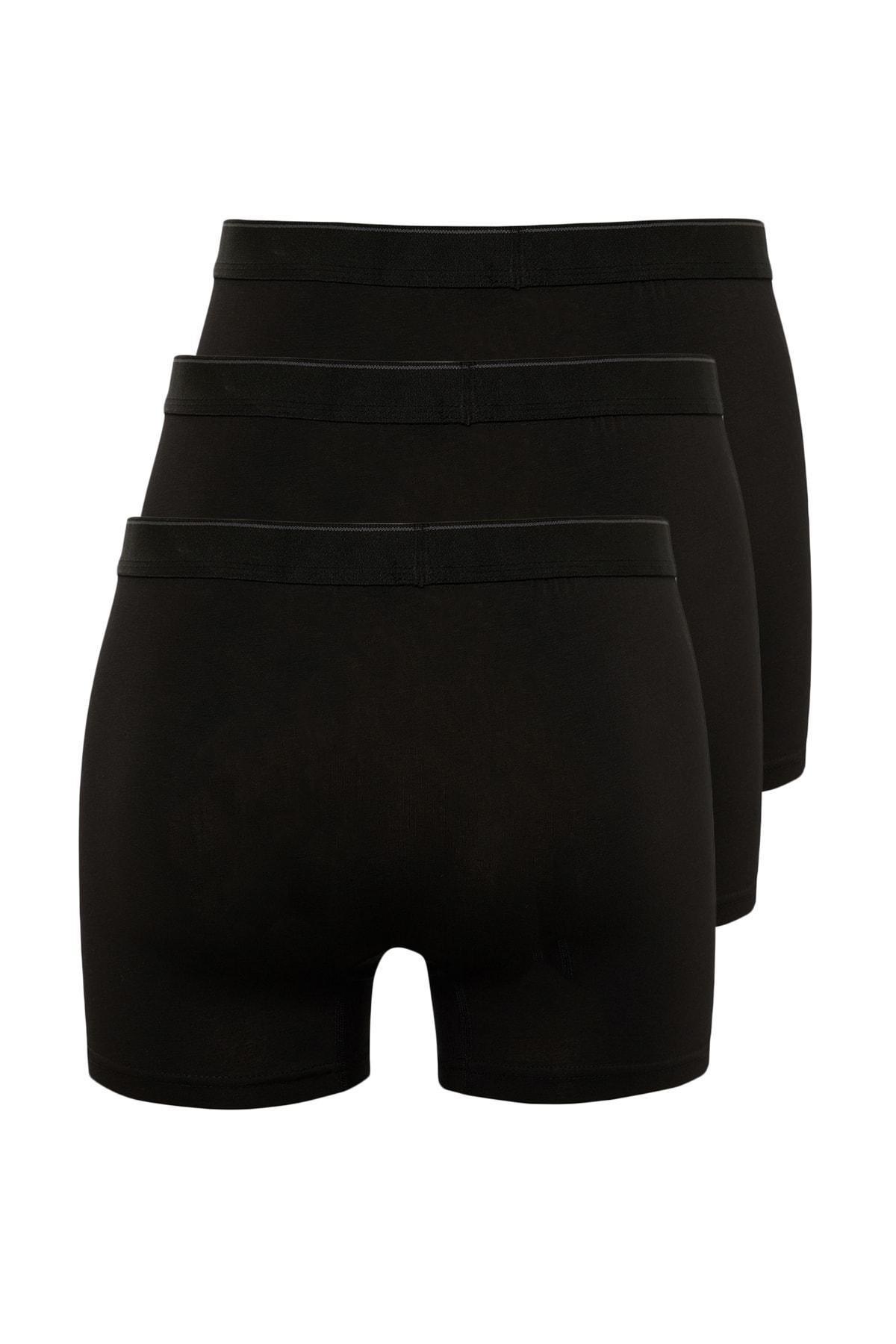 Trendyol - Black Mid-Waist Boxer Shorts, Set Of 3