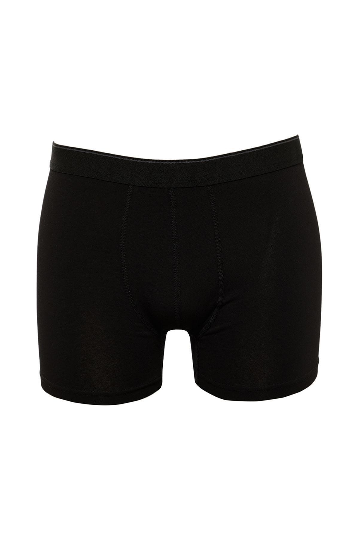 Trendyol - Black Mid-Waist Boxer Shorts, Set Of 3